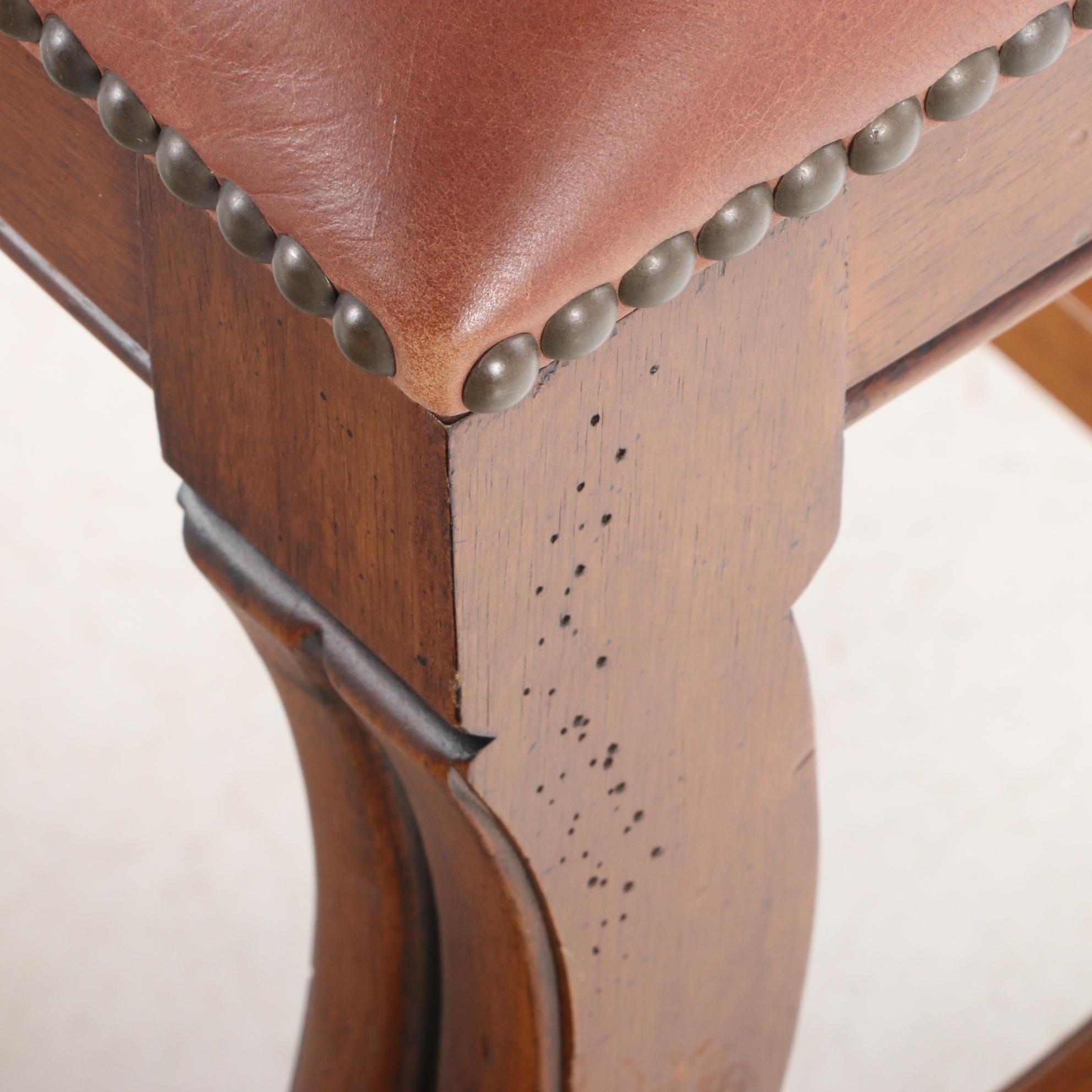 Stanley Furniture Hardwood and Studded Leather Bench