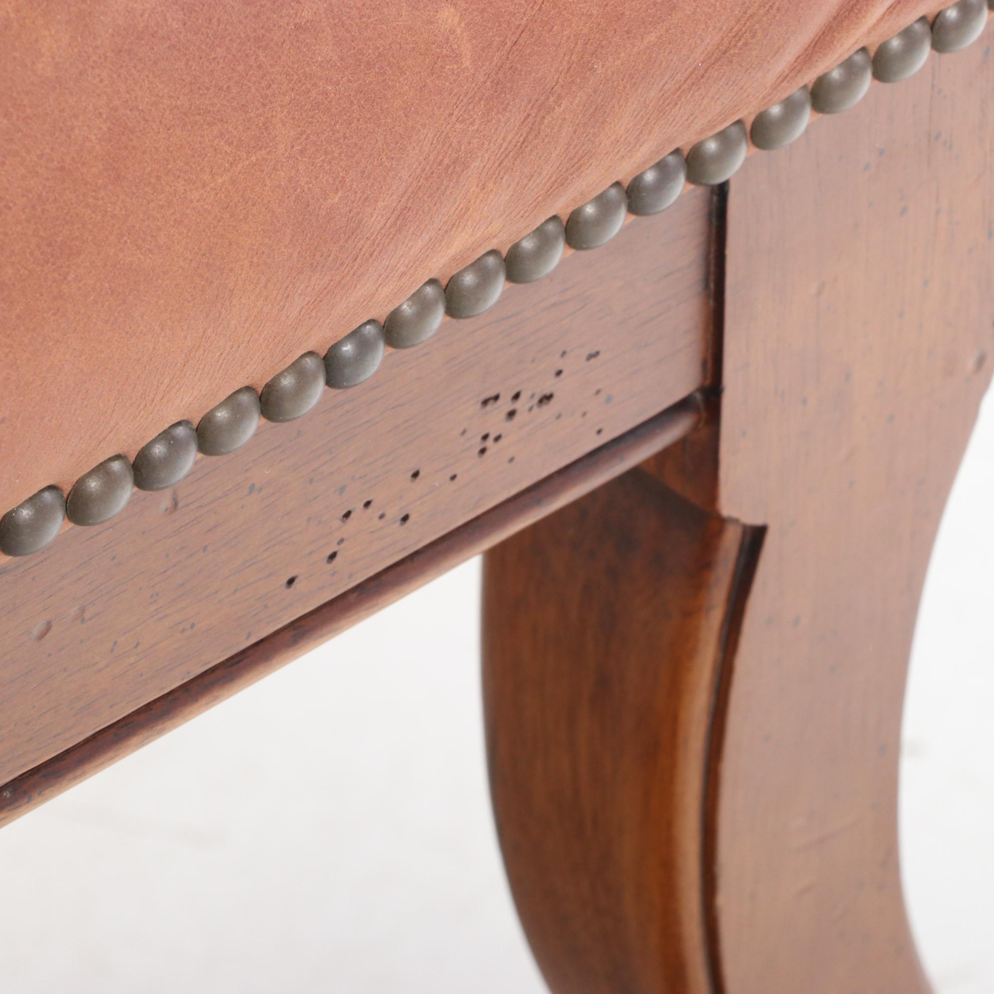 Stanley Furniture Hardwood and Studded Leather Bench