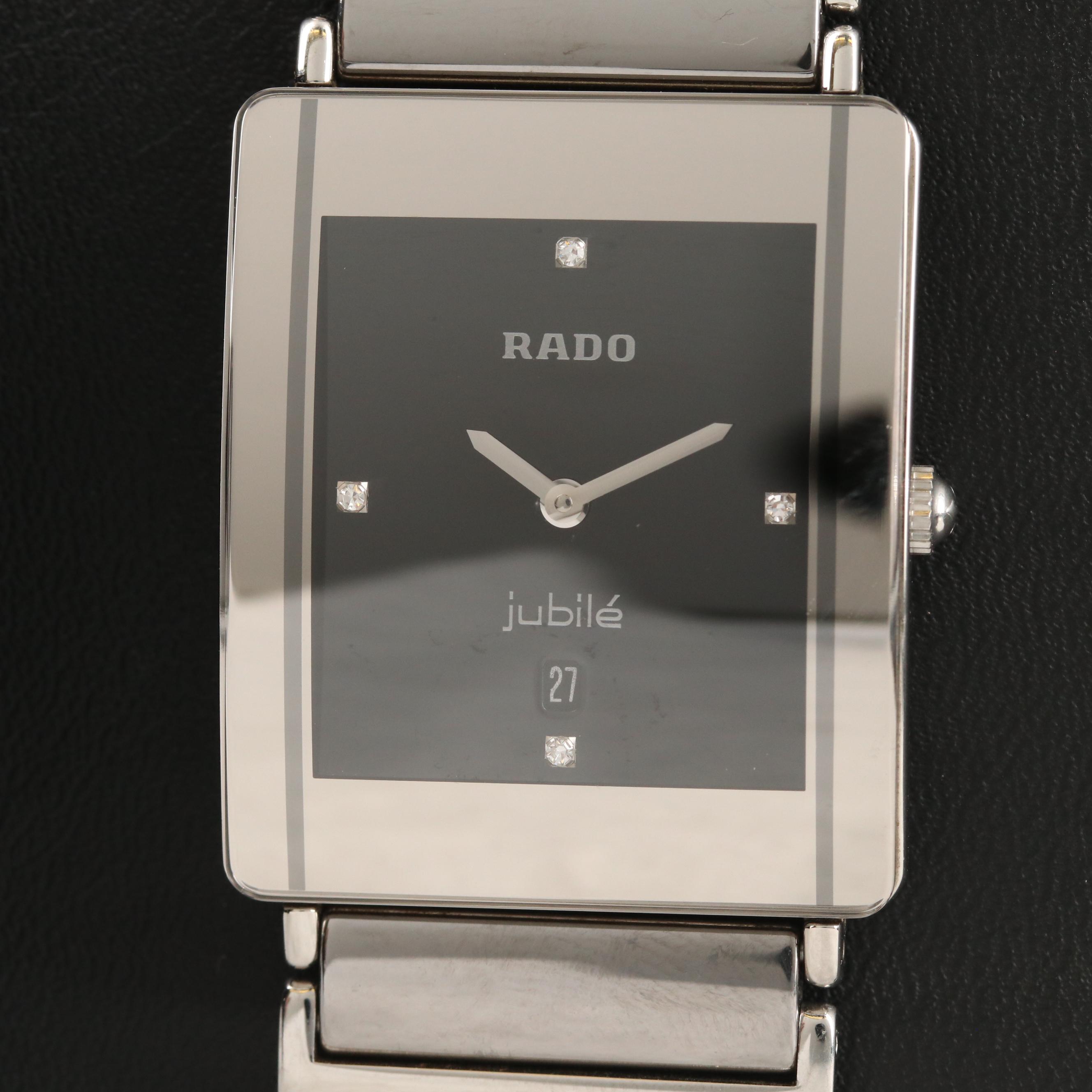 Rado "Diastar Jubilé" Ceramic Stainless Steel Watch with Diamond Accents
