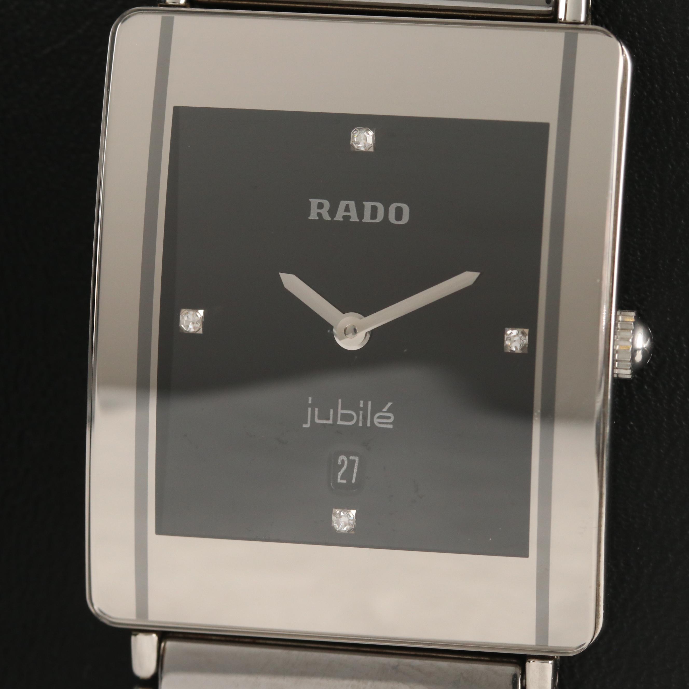 Rado "Diastar Jubilé" Ceramic Stainless Steel Watch with Diamond Accents