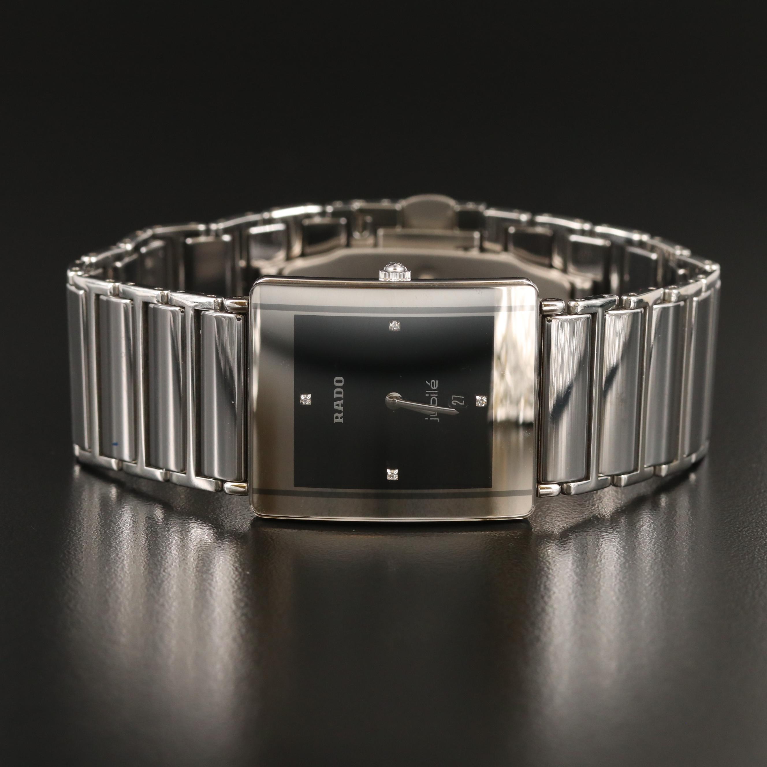 Rado "Diastar Jubilé" Ceramic Stainless Steel Watch with Diamond Accents