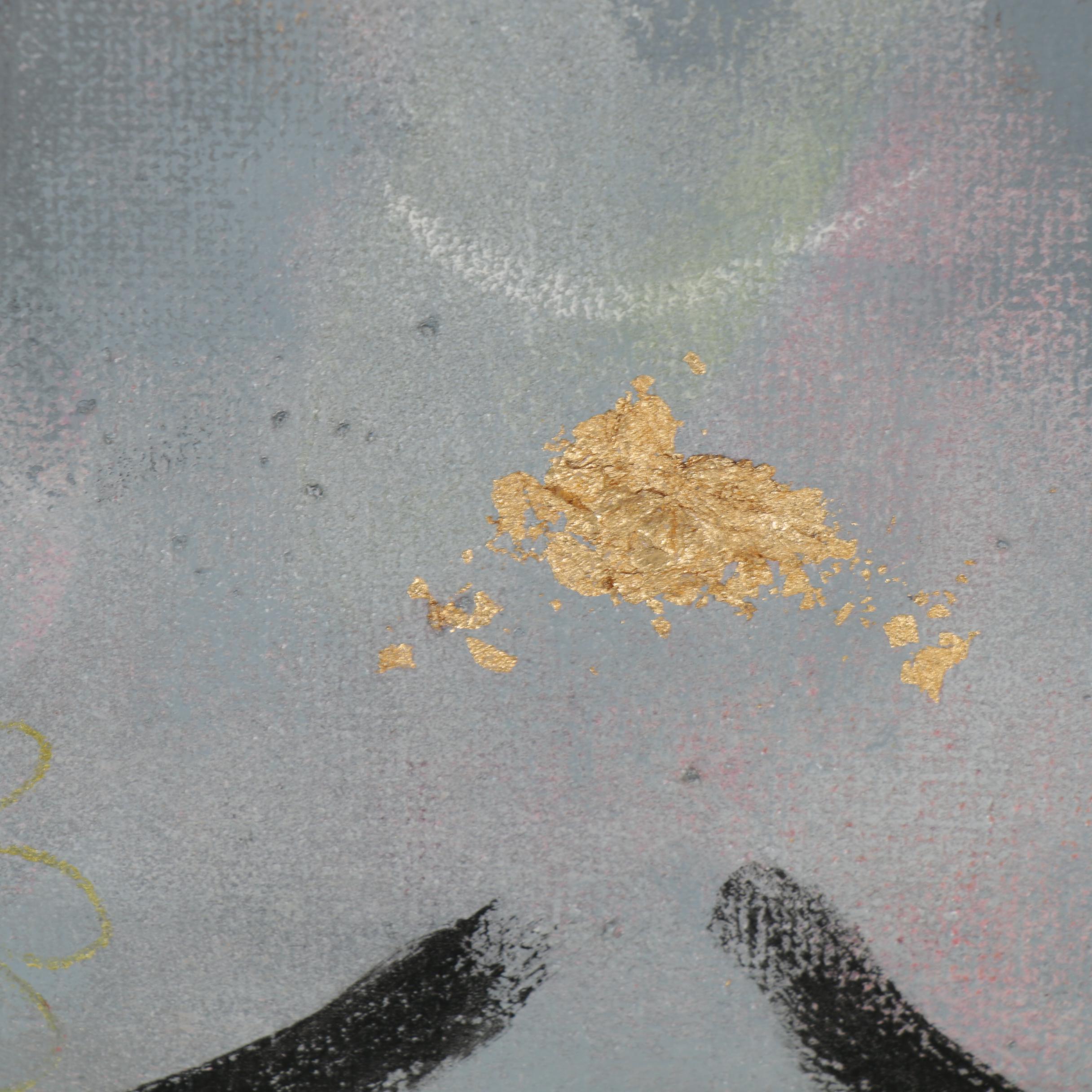 Jordan Howell Acrylic Painting with Gold Leaf, 21st Century