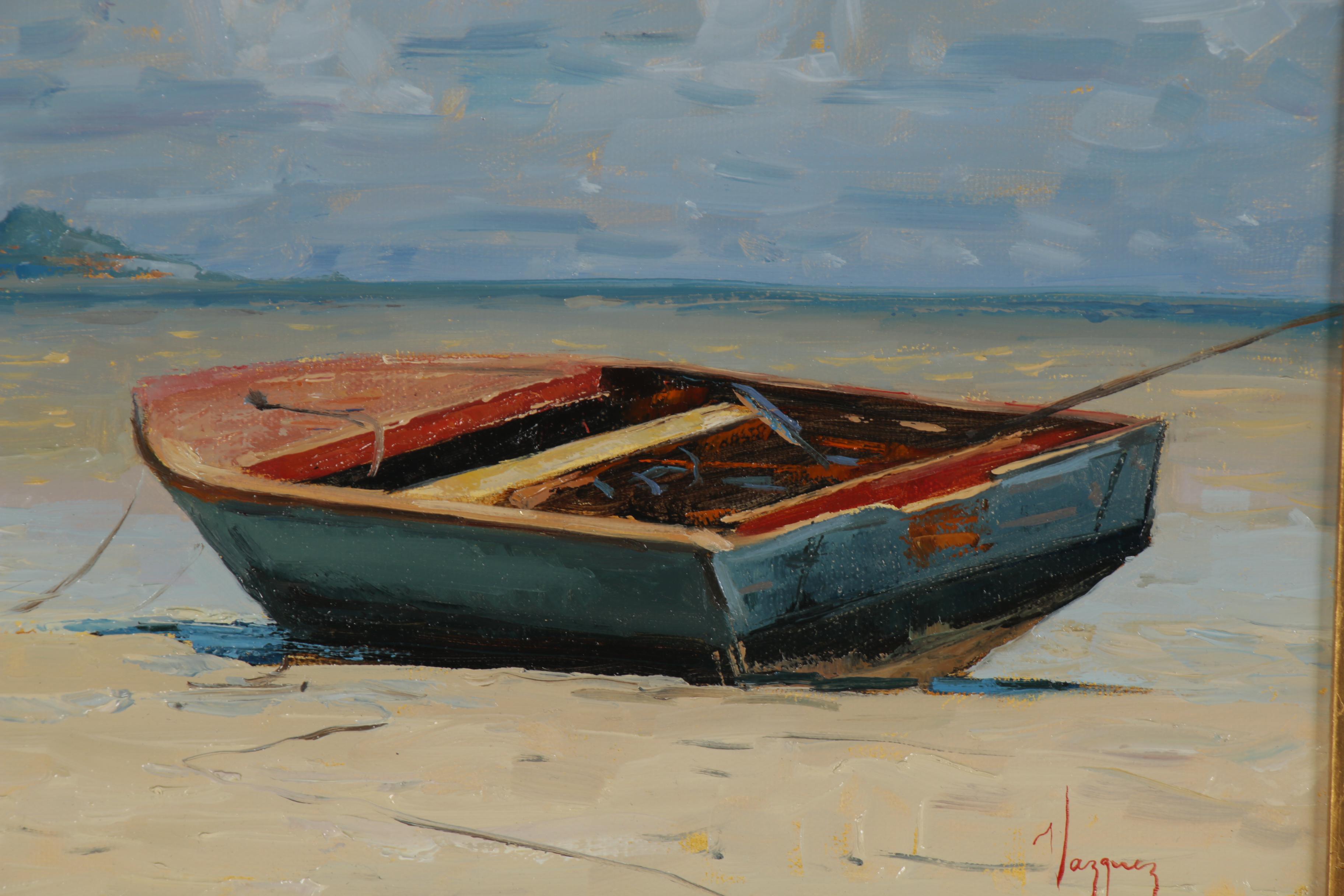 Marco Antonio Vazquez Oil Painting of a Wooden Boat, 2019