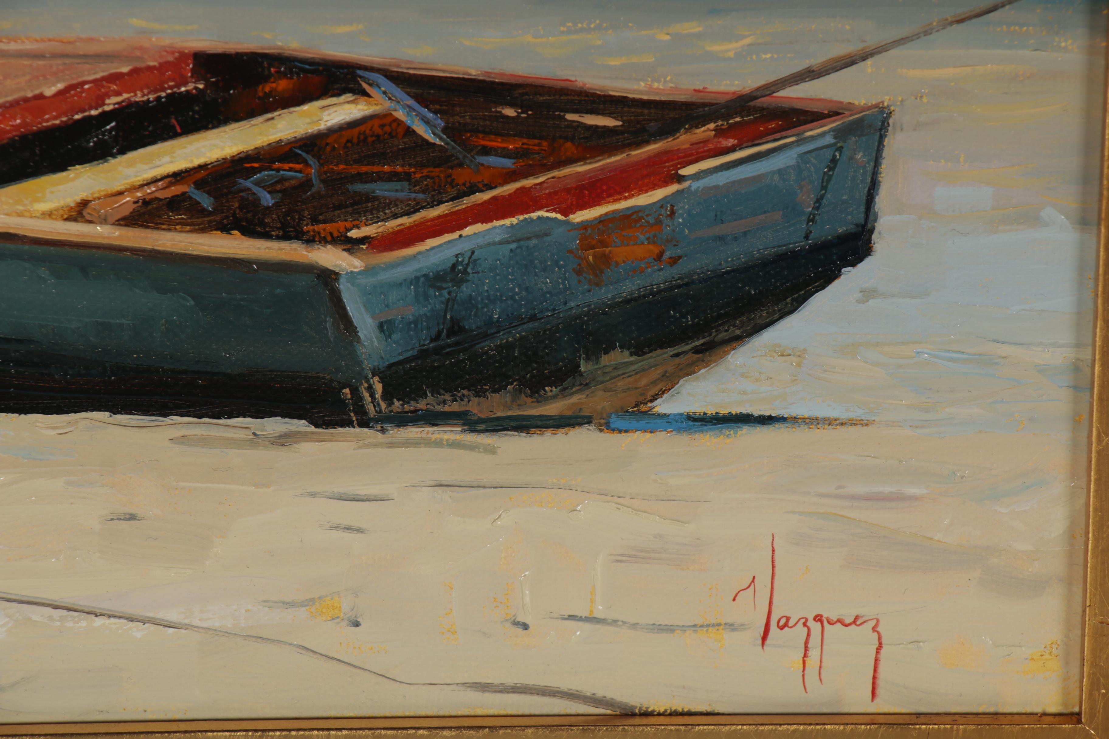 Marco Antonio Vazquez Oil Painting of a Wooden Boat, 2019