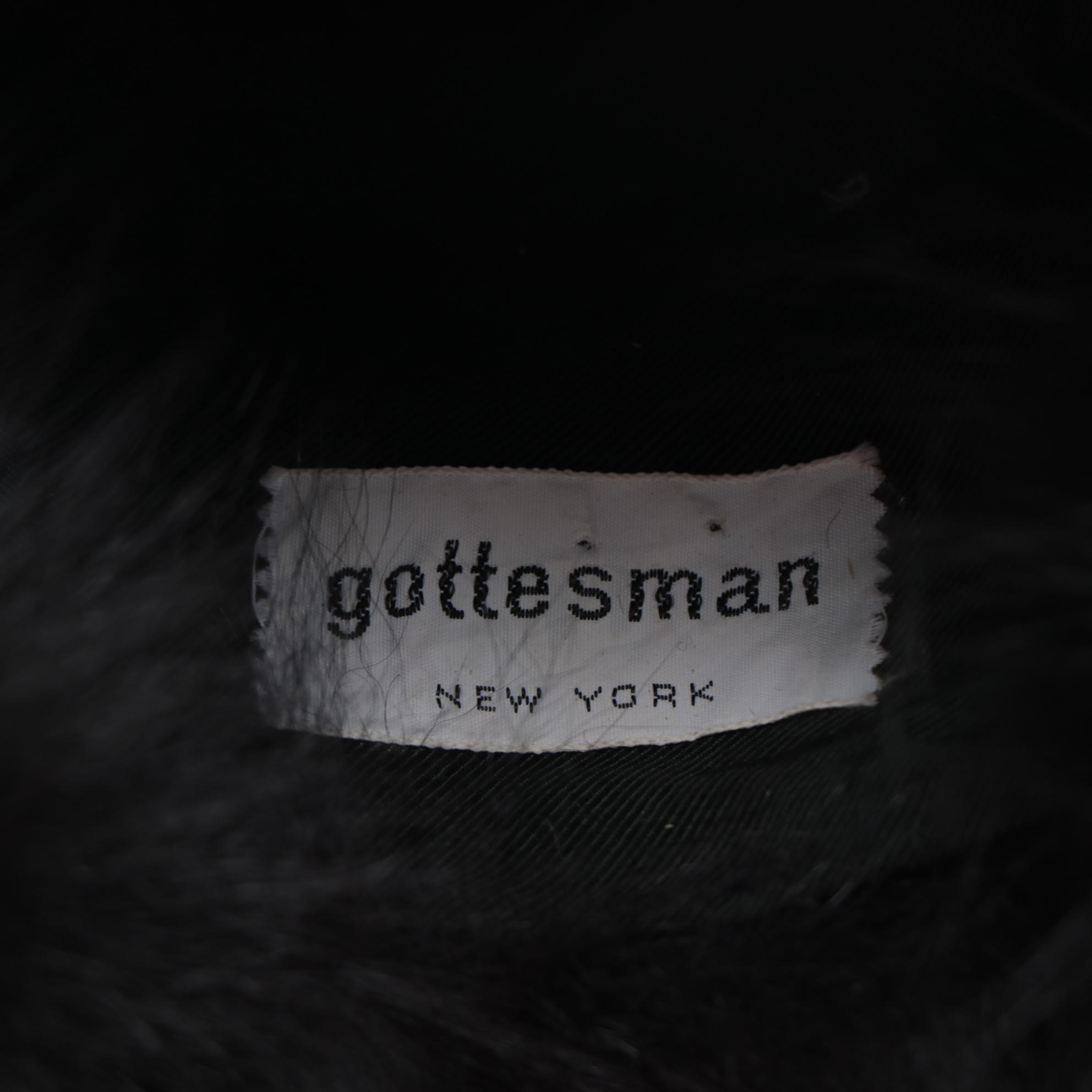 Gottesman Black Faux Fur Hat and Borsalino Hat Box