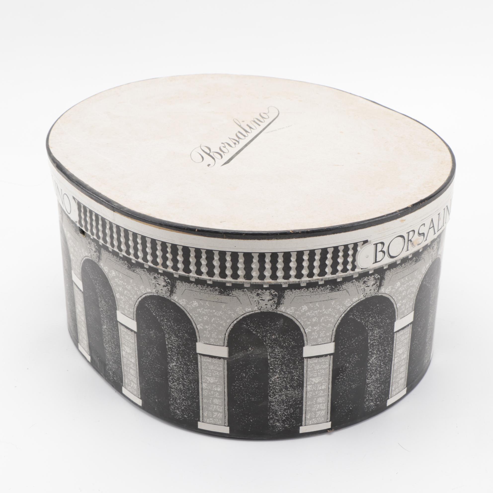 Gottesman Black Faux Fur Hat and Borsalino Hat Box