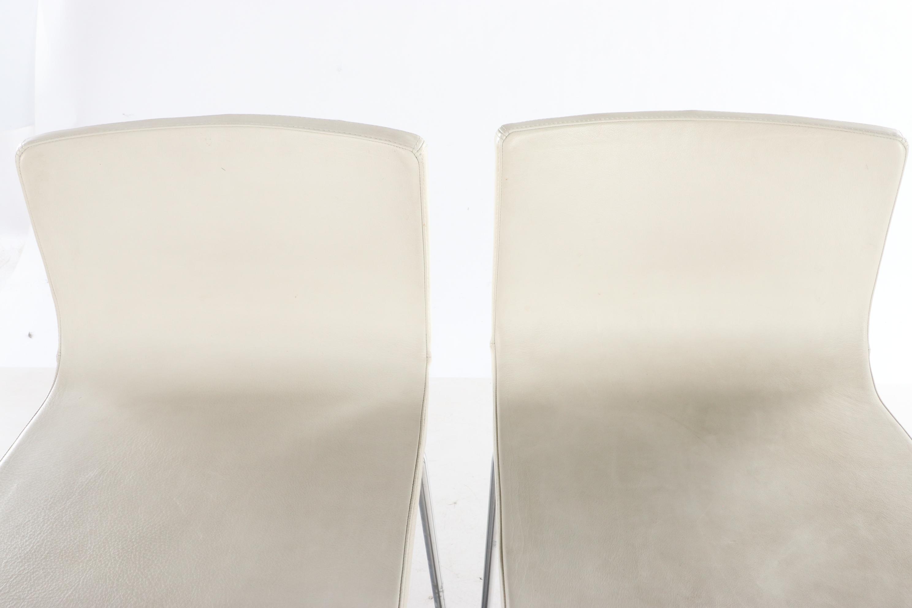 Pair of IKEA "Bernhard" Faux Leather Upholstered Counter Stools