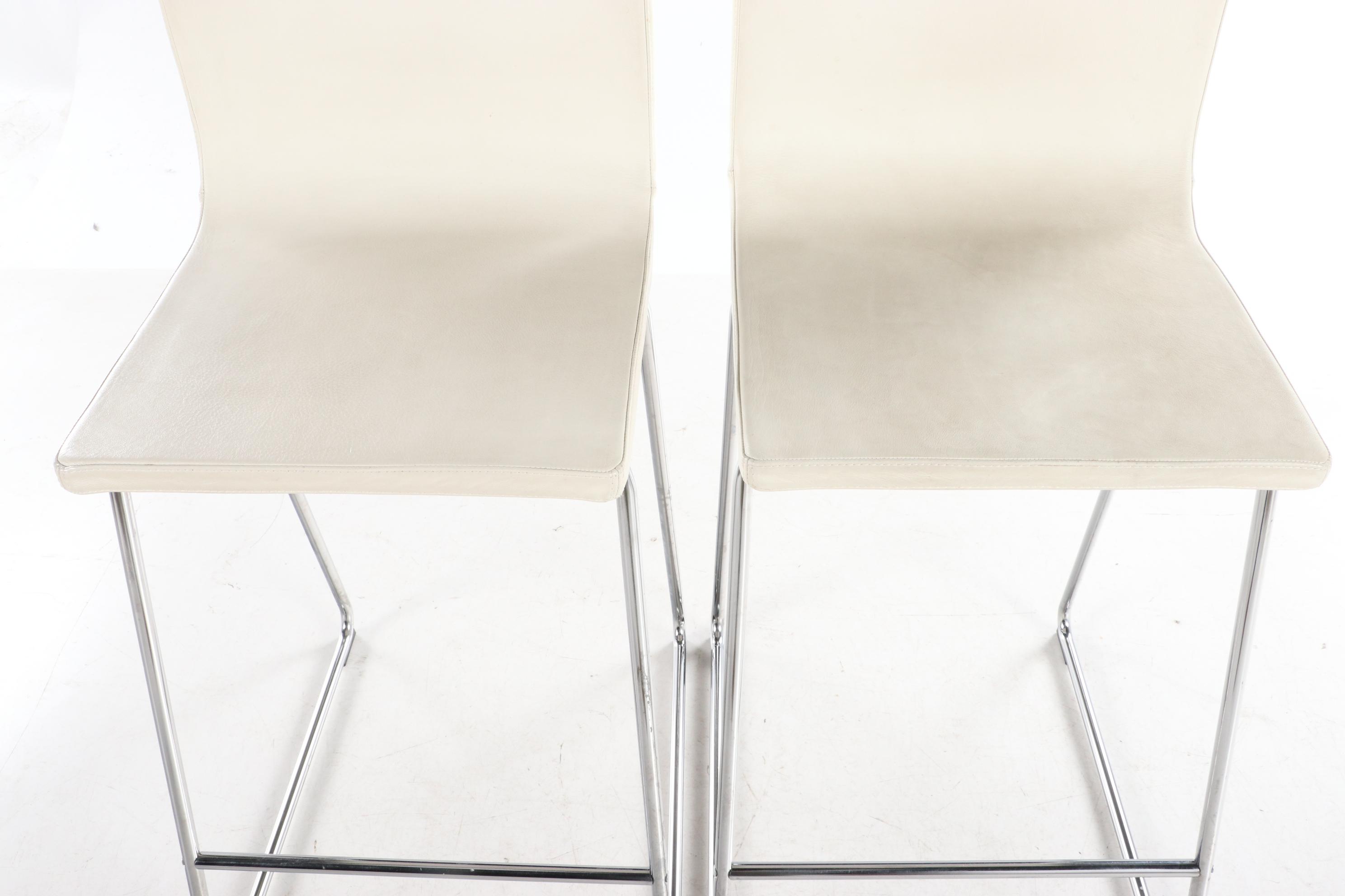 Pair of IKEA "Bernhard" Faux Leather Upholstered Counter Stools