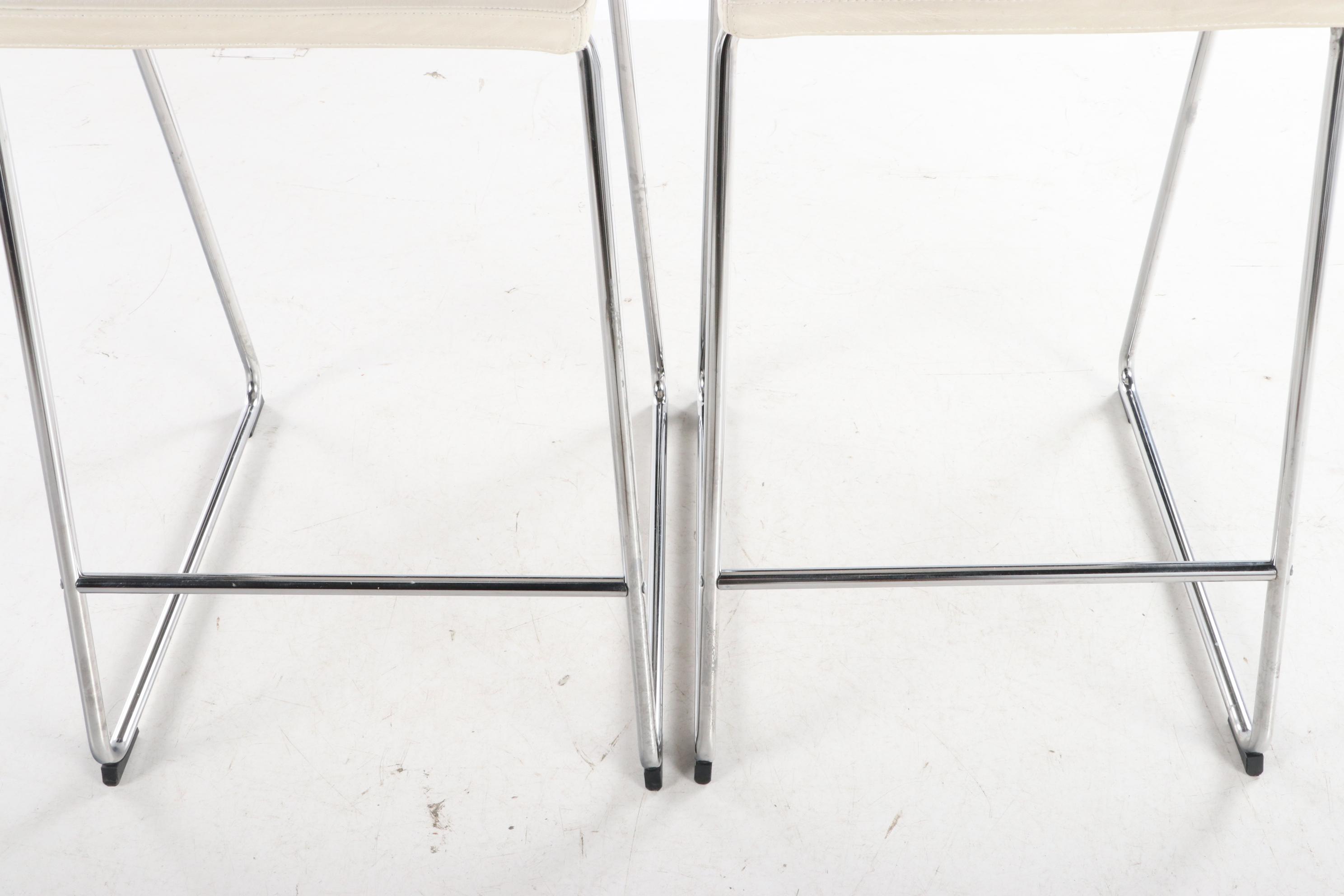 Pair of IKEA "Bernhard" Faux Leather Upholstered Counter Stools