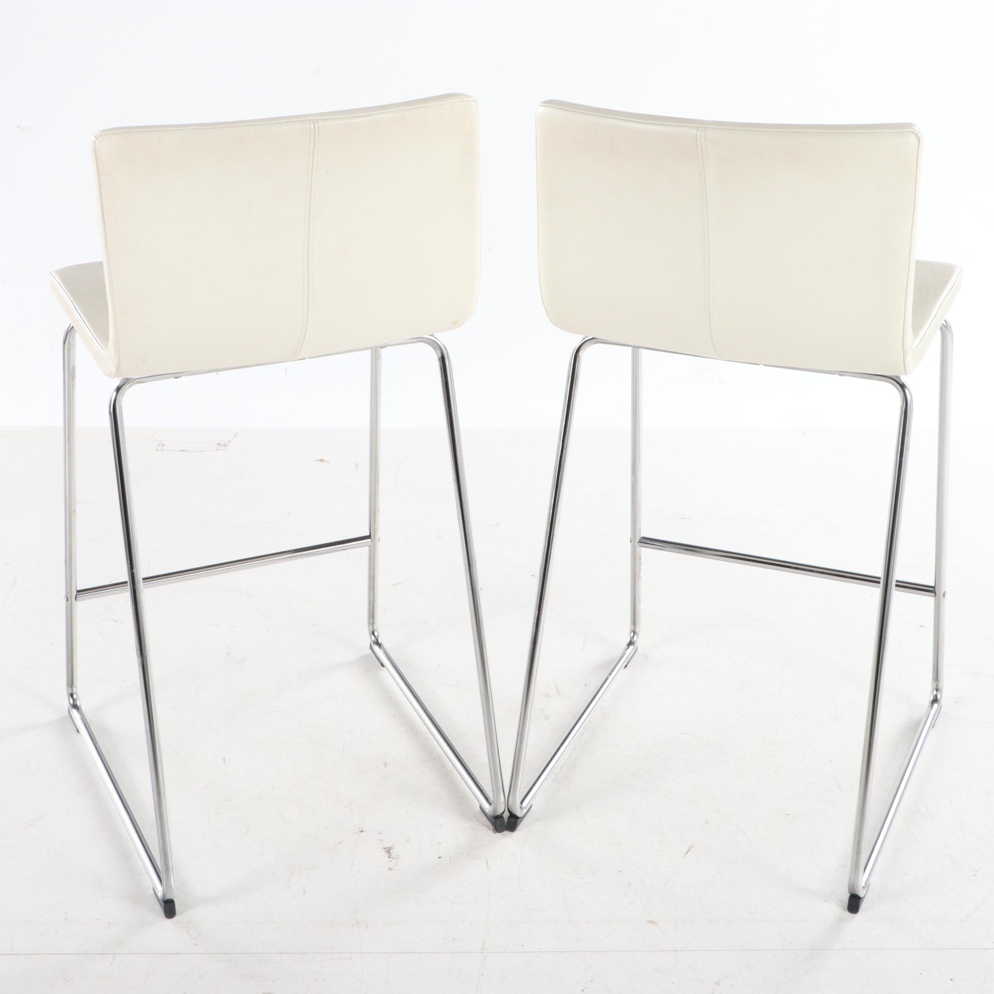 Pair of IKEA "Bernhard" Faux Leather Upholstered Counter Stools