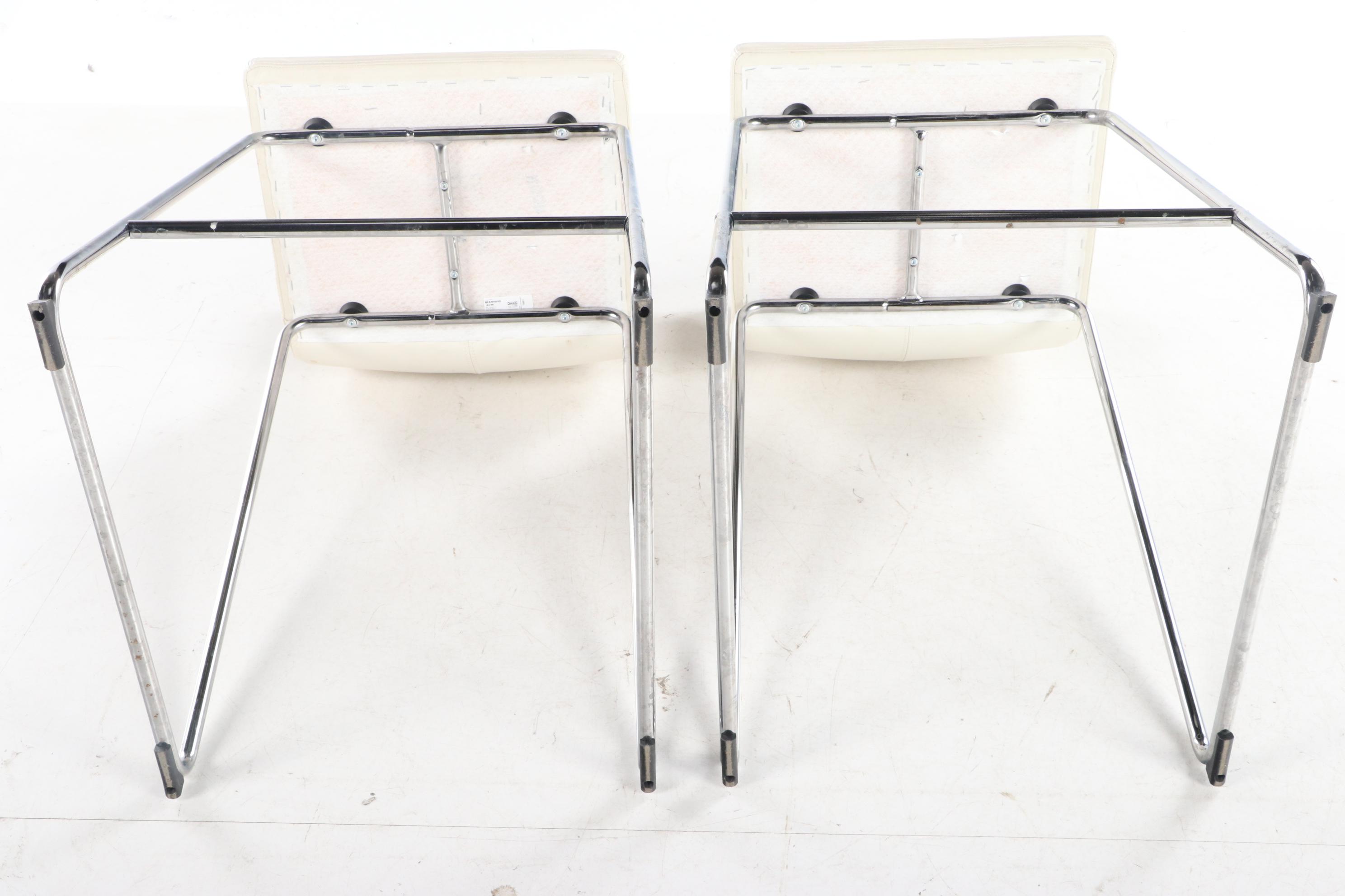 Pair of IKEA "Bernhard" Faux Leather Upholstered Counter Stools