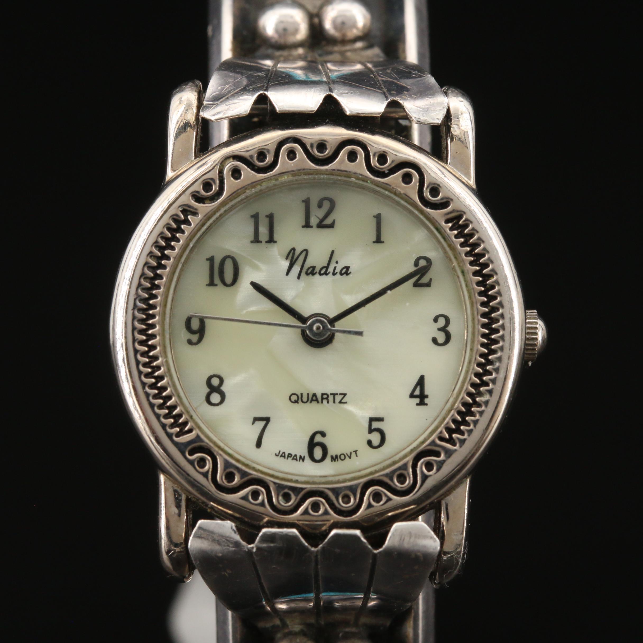 Nadia Turquoise and Sterling Silver Cuff Style Watch