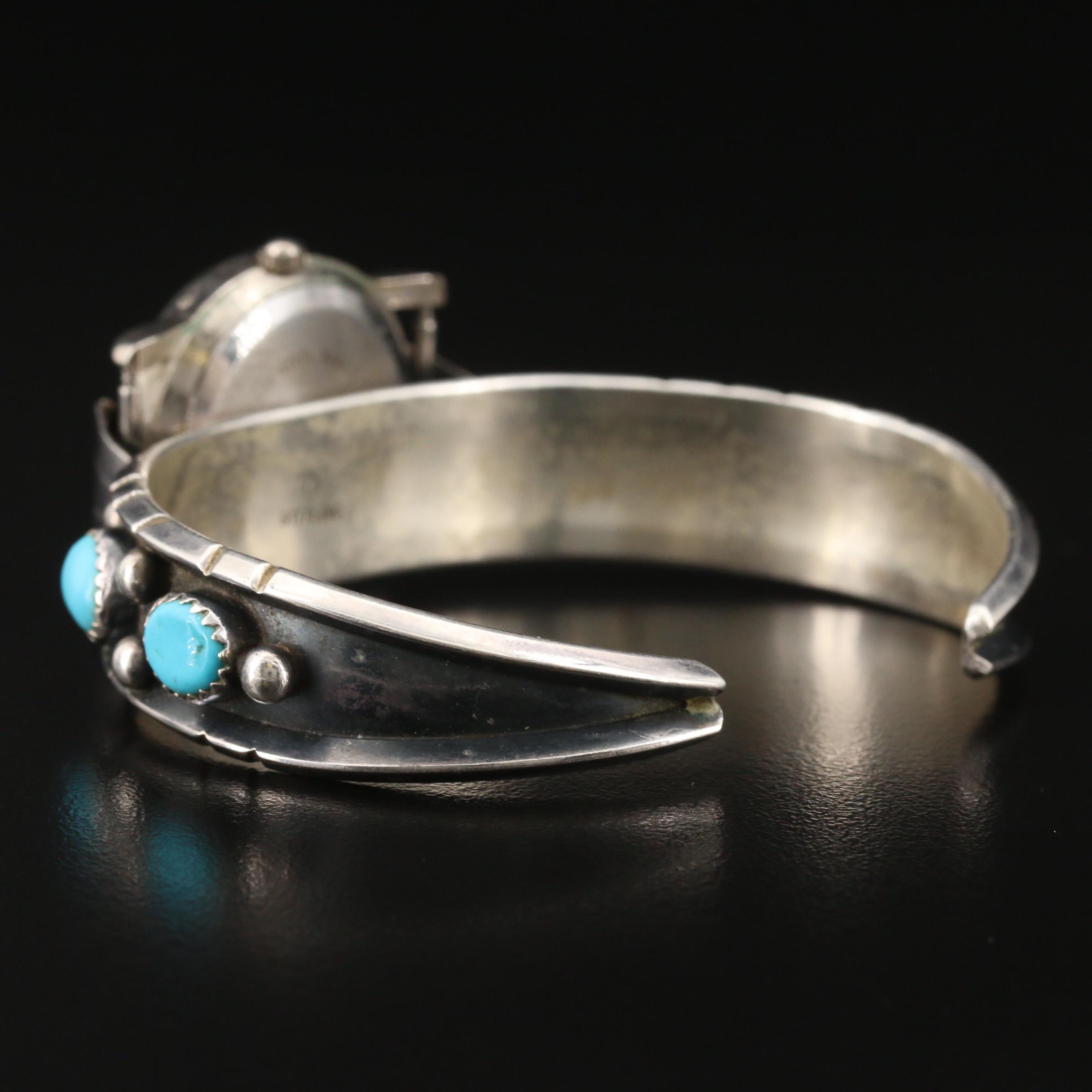 Nadia Turquoise and Sterling Silver Cuff Style Watch