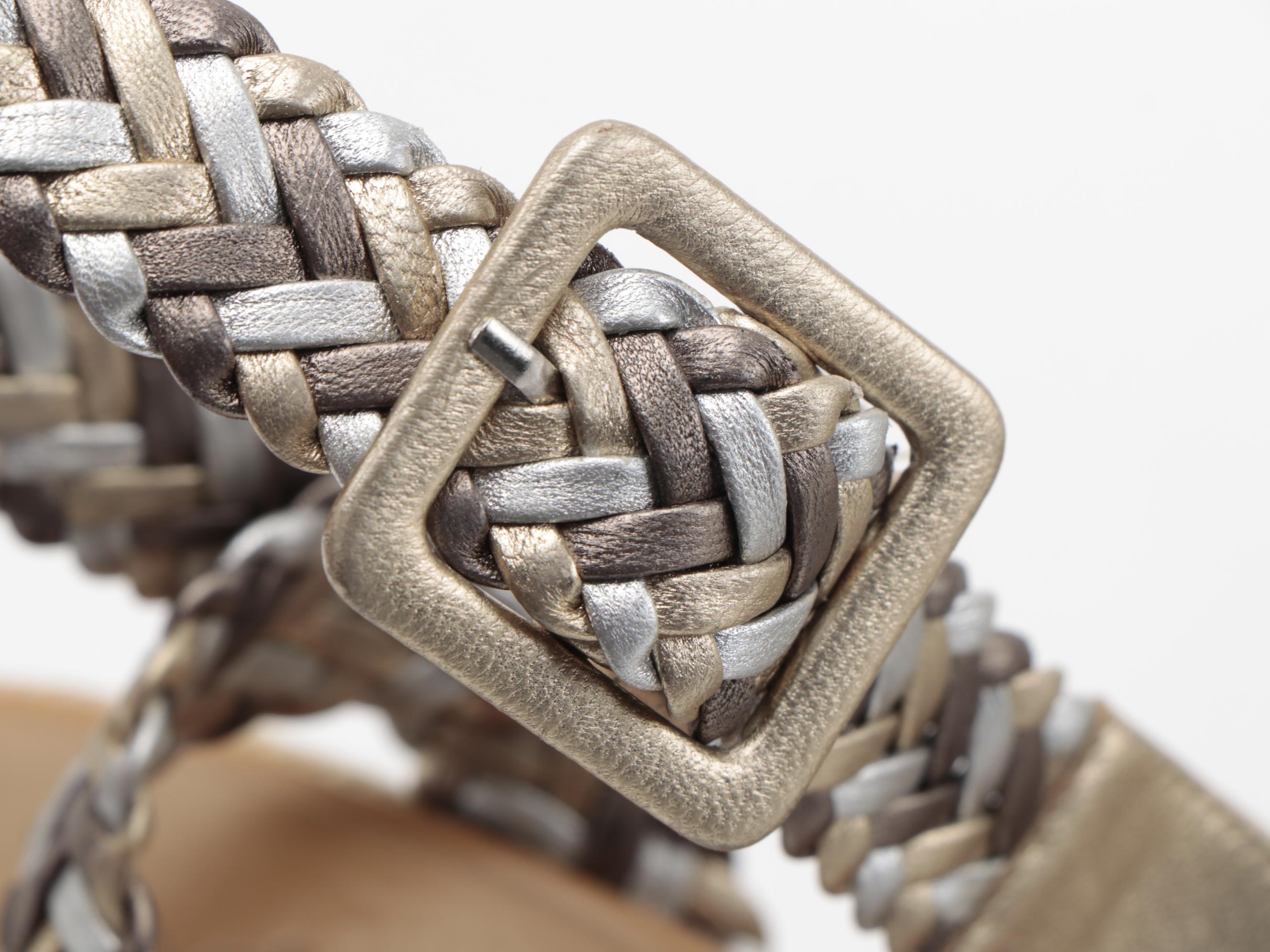 Hermès Sofia Espadrille Wedge Sandals with Metallic Braided Straps