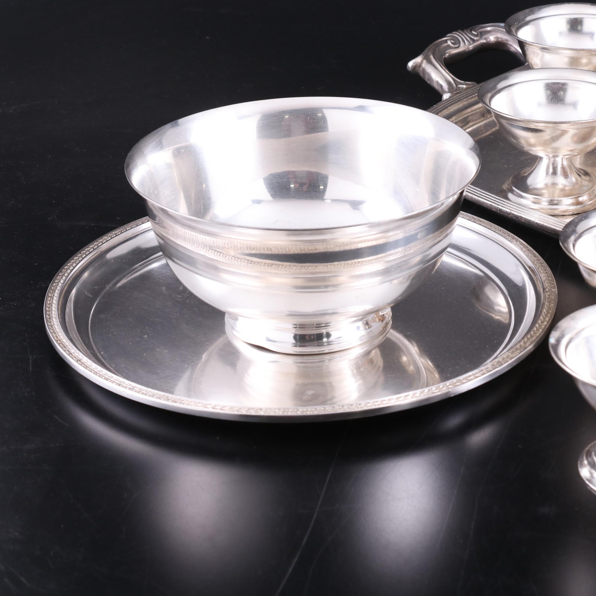 Reed and Barton Sherbet Cups and Other Hotel Silver Serving Pieces, Mid-20th C.