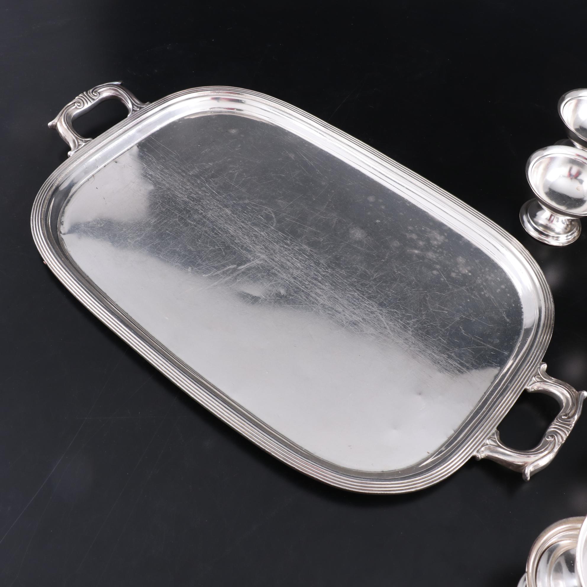 Reed and Barton Sherbet Cups and Other Hotel Silver Serving Pieces, Mid-20th C.