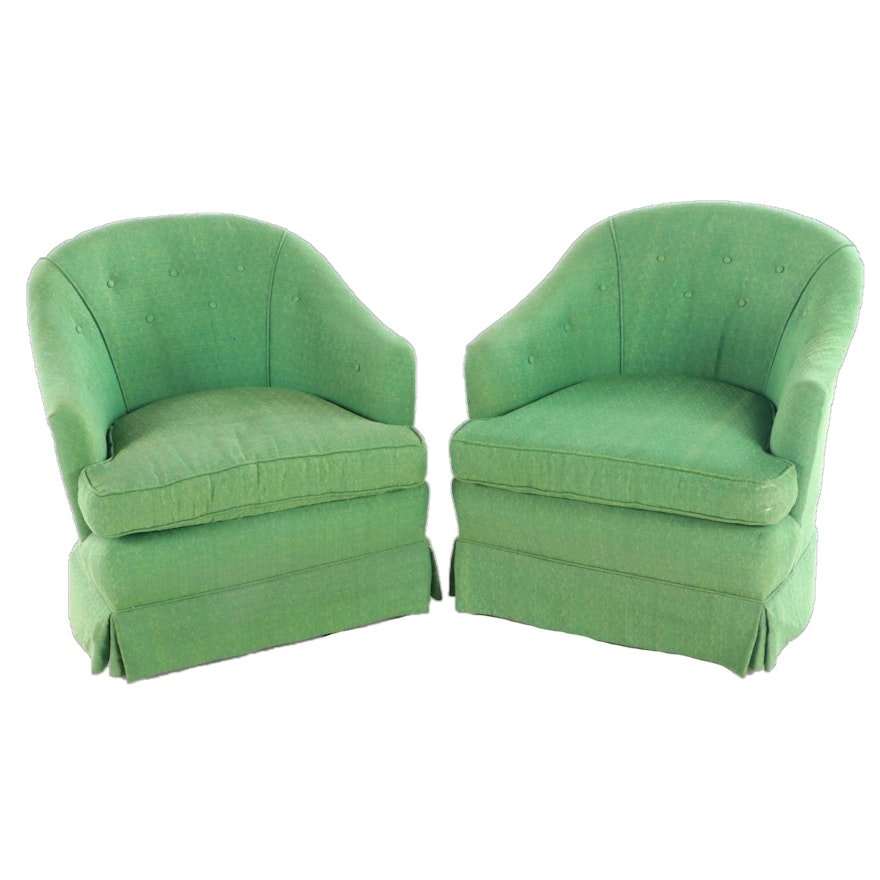 Pair of Shaw Mfg. Co. Modernist Button-Down Swivel Tub Chairs, circa 1970