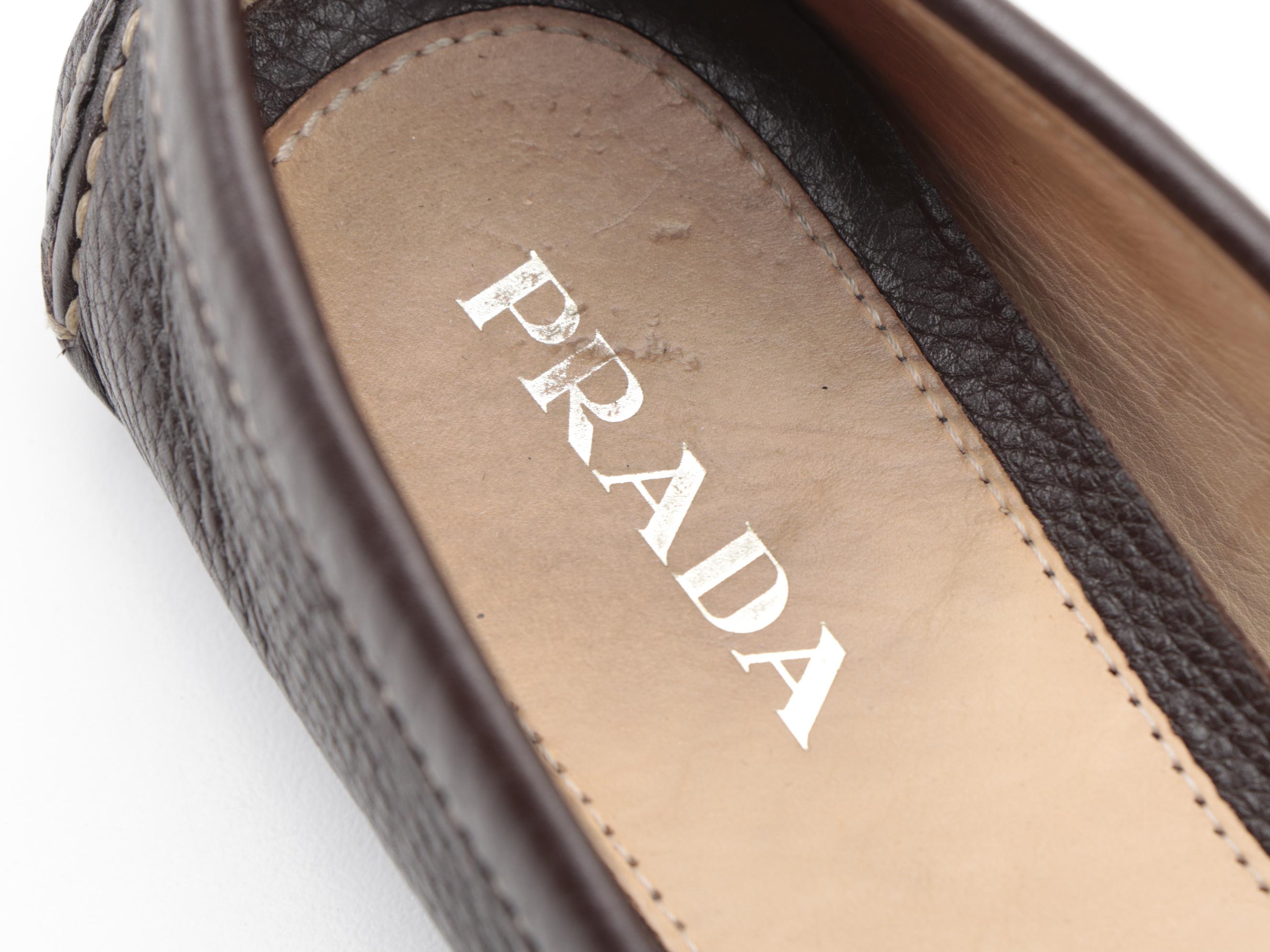 Prada Brown Daino Leather Driving Moccasins