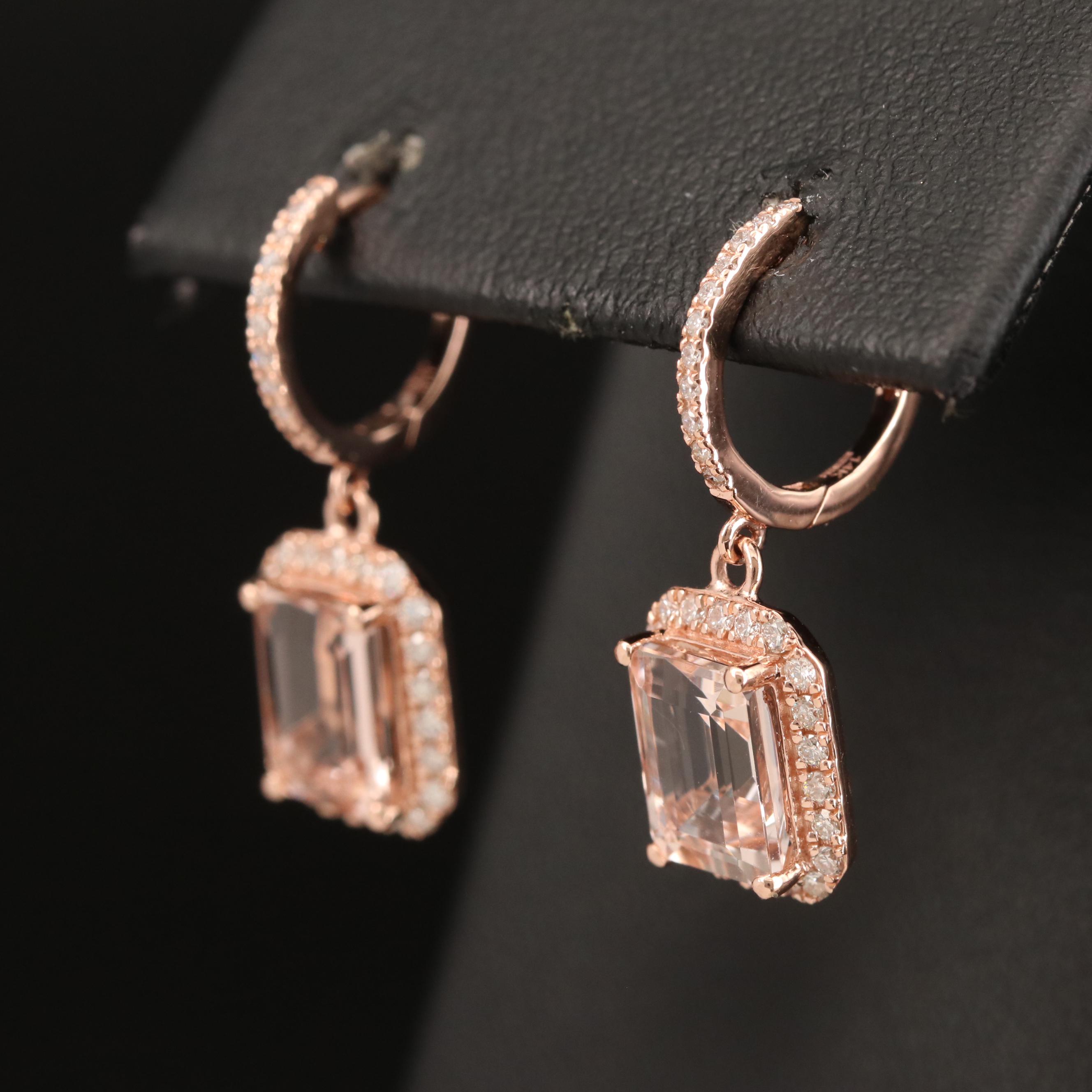 EFFY 14K Morganite and Diamond Drop Earrings