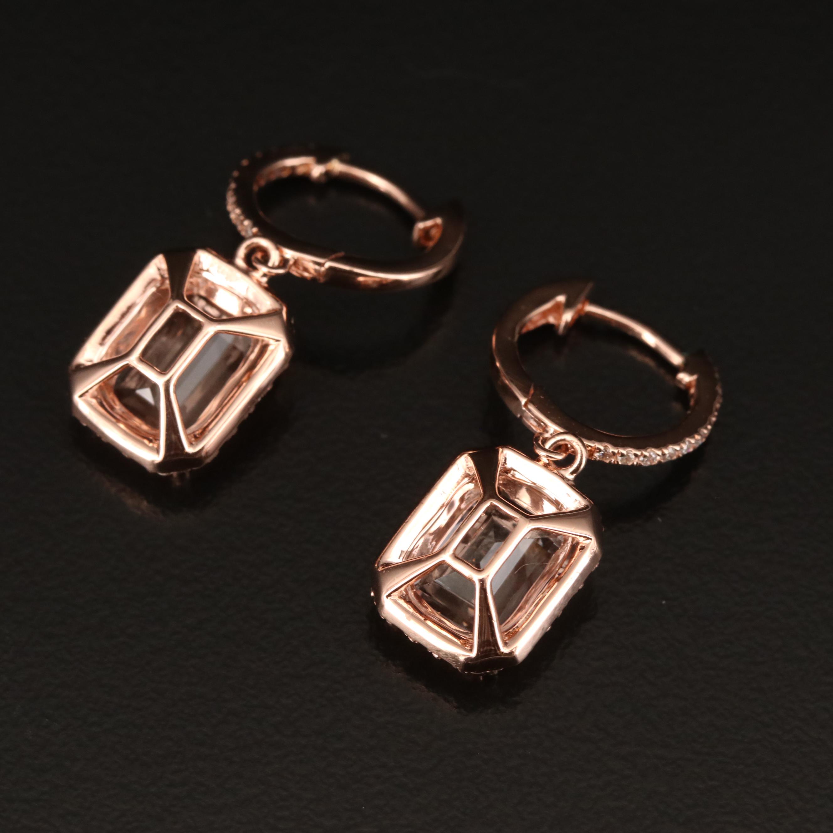 EFFY 14K Morganite and Diamond Drop Earrings