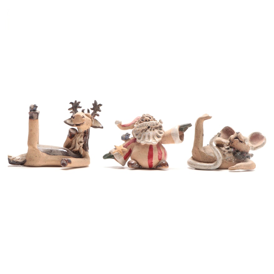 Folk Art Pottery Christmas Figurines, Late 20th to 21st Century