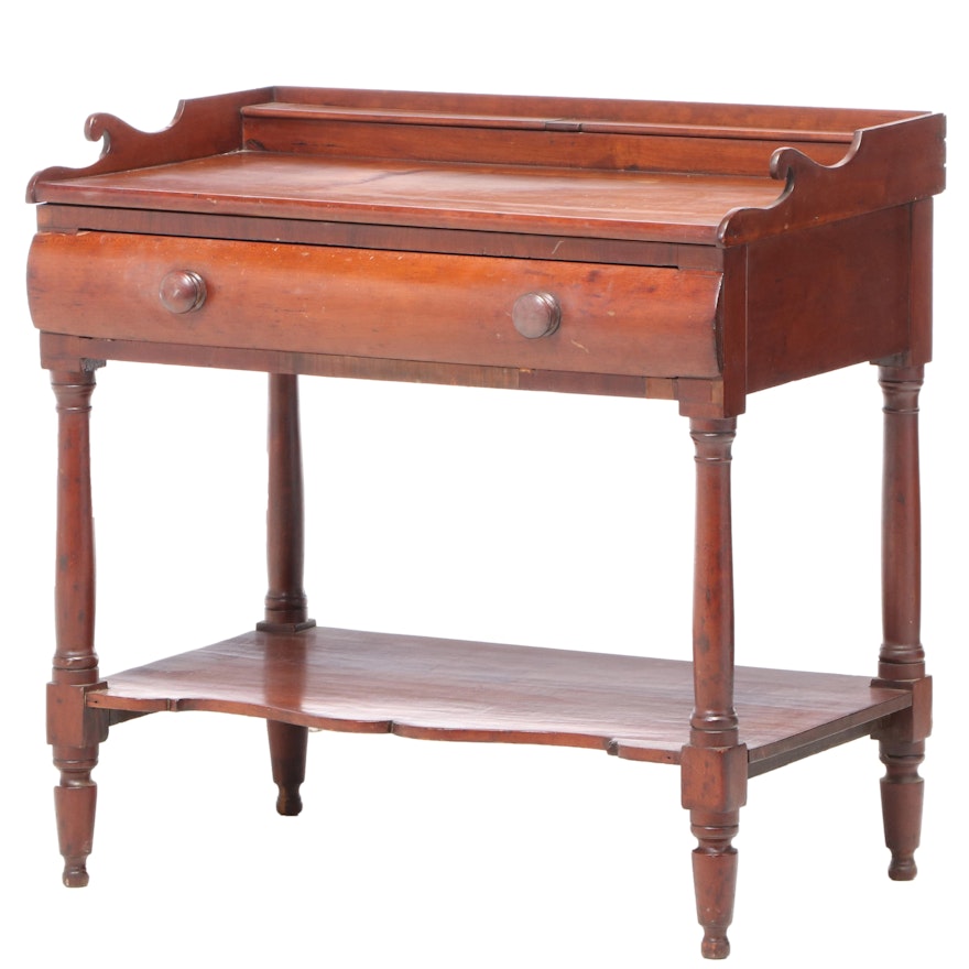 American Empire Cherrywood Two-Tier Wash Stand, Mid-19th Century