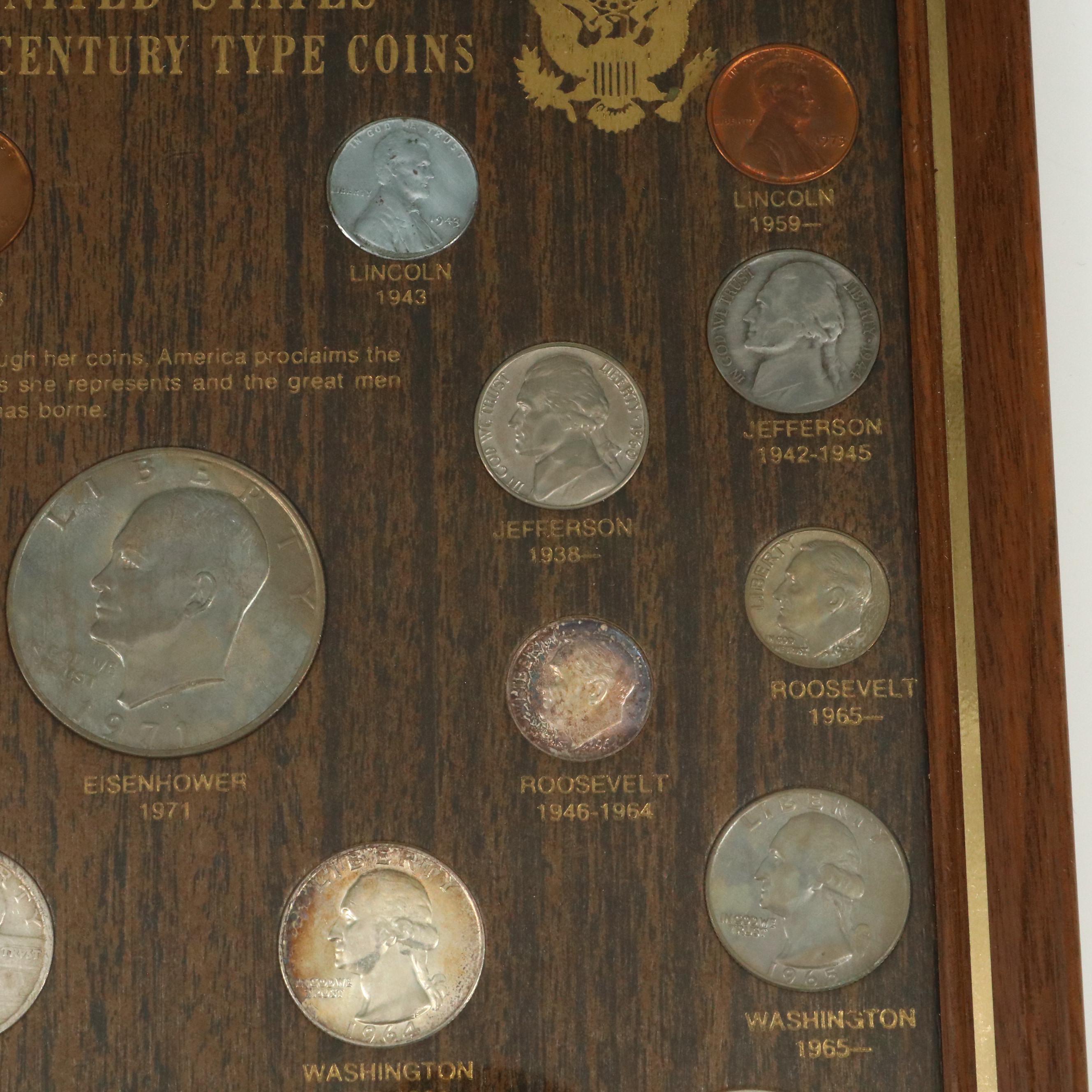 Framed United States 20th Century Type Coins