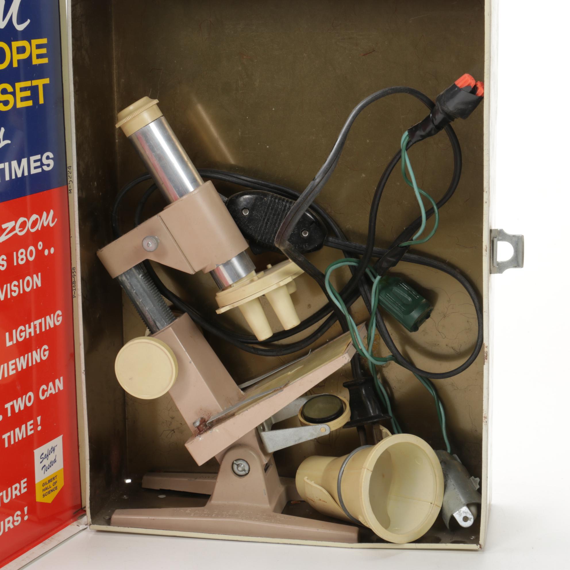 Tasco Deluxe, Gilbert, and Other Microscopes and Lab Equipment, Mid-20th Century