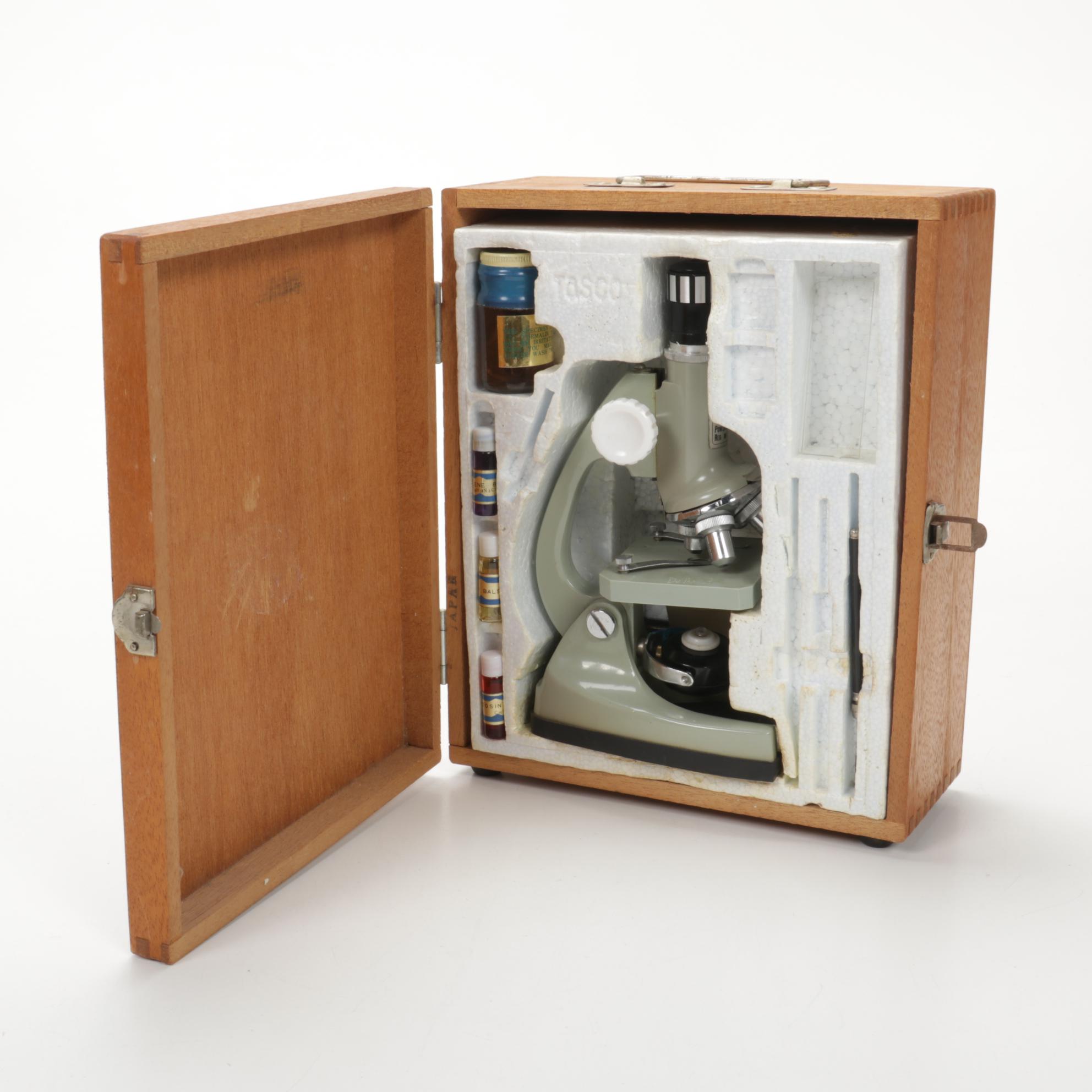 Tasco Deluxe, Gilbert, and Other Microscopes and Lab Equipment, Mid-20th Century