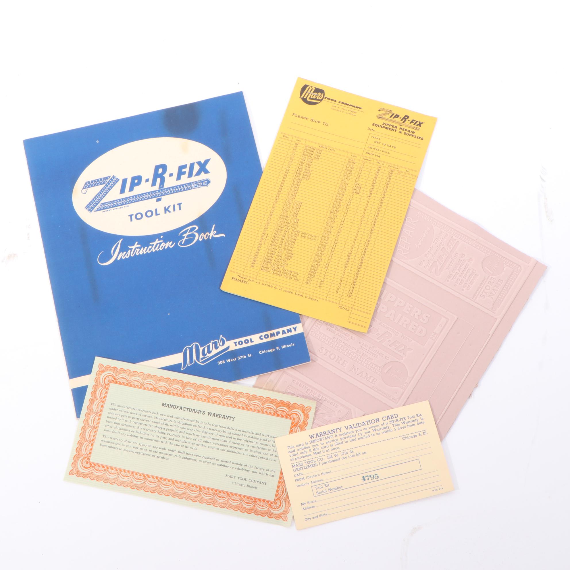 Mars Tool Company "Zip-R-Fix" Salesman Hand Tools in Original Case, 1950s