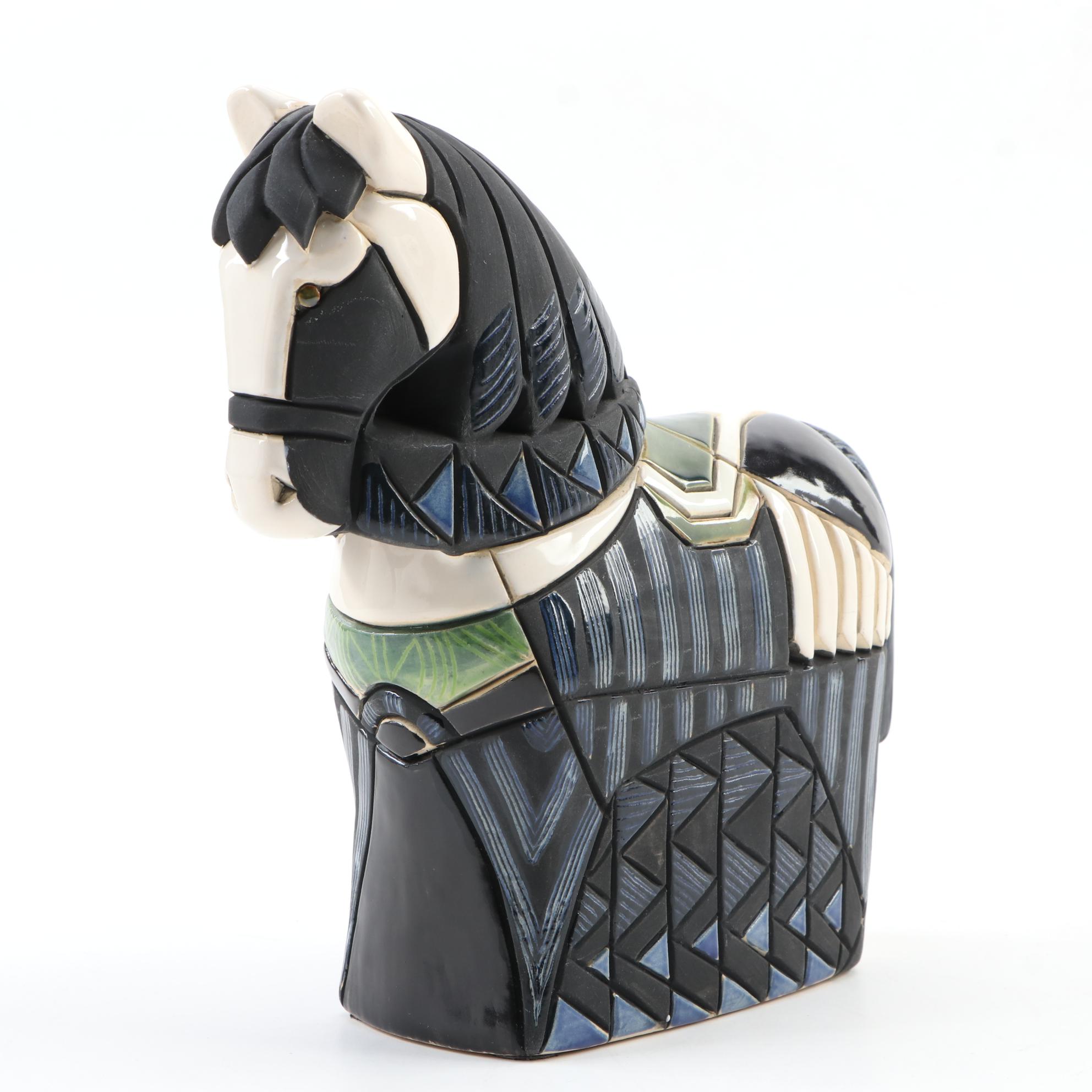 Black and White Paint Horse Ceramic Figurine