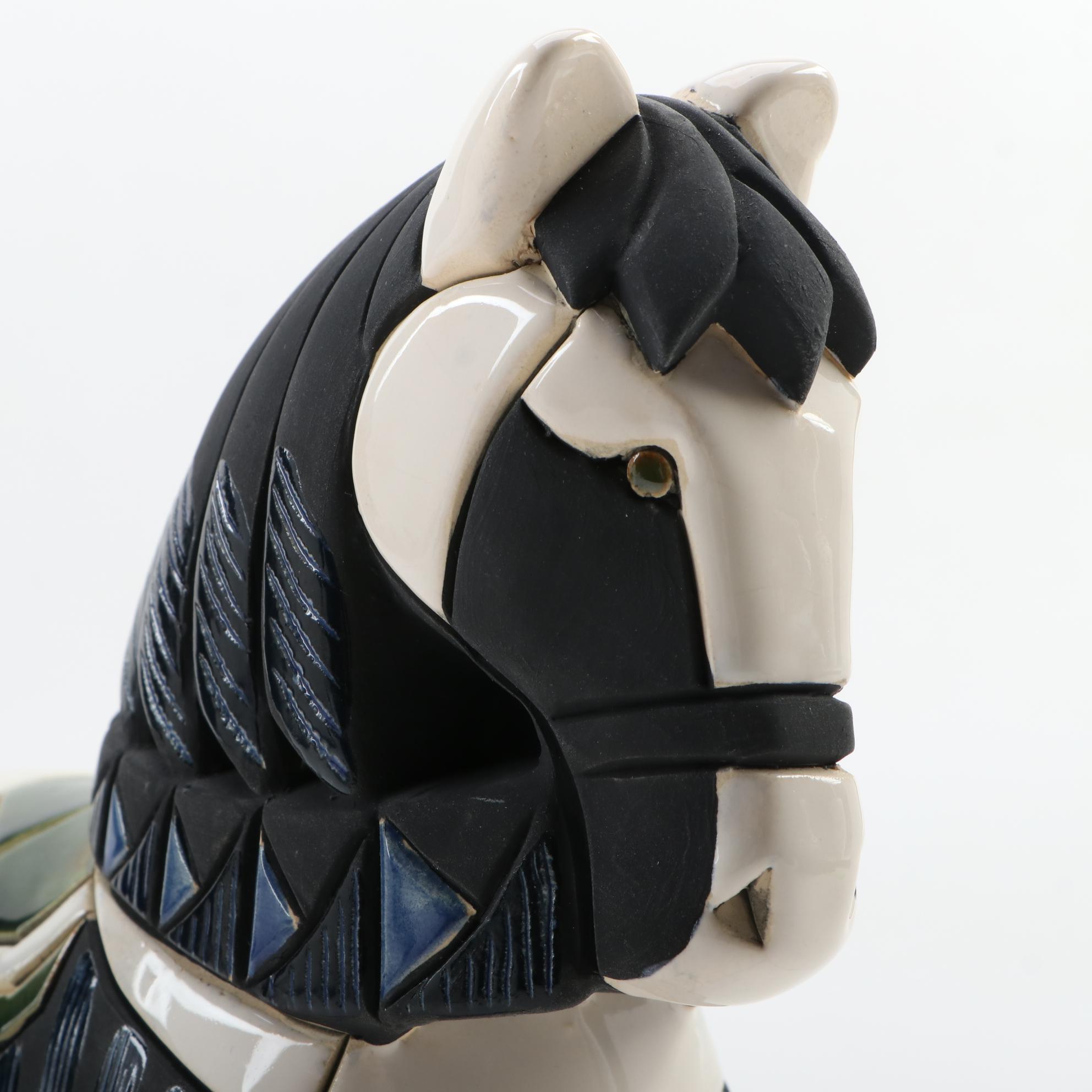 Black and White Paint Horse Ceramic Figurine