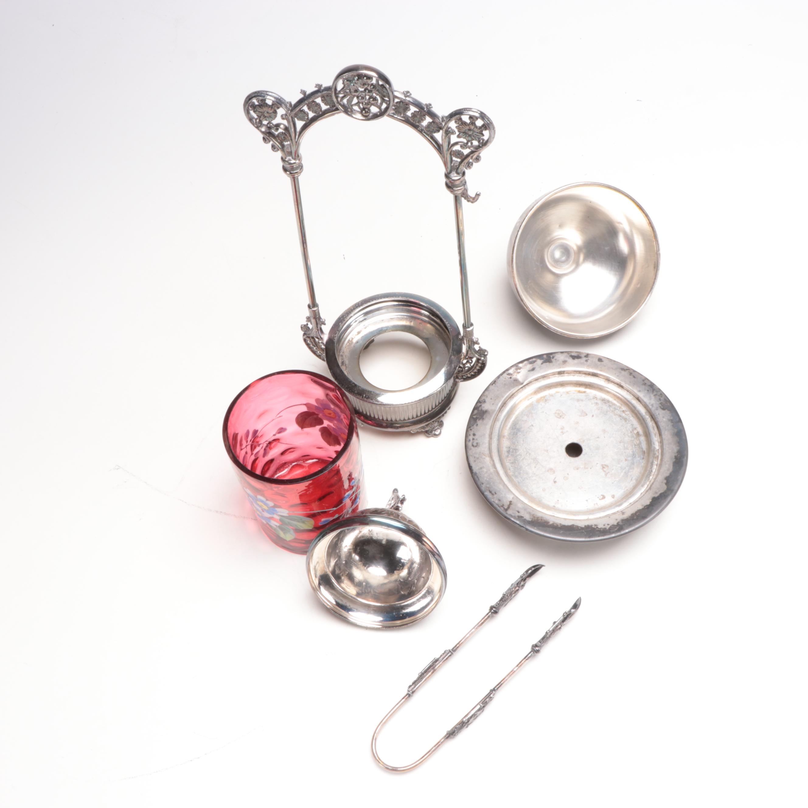 E.G. Webster & Sons Silver Plate Pickle Castor, and Other Butter Dish