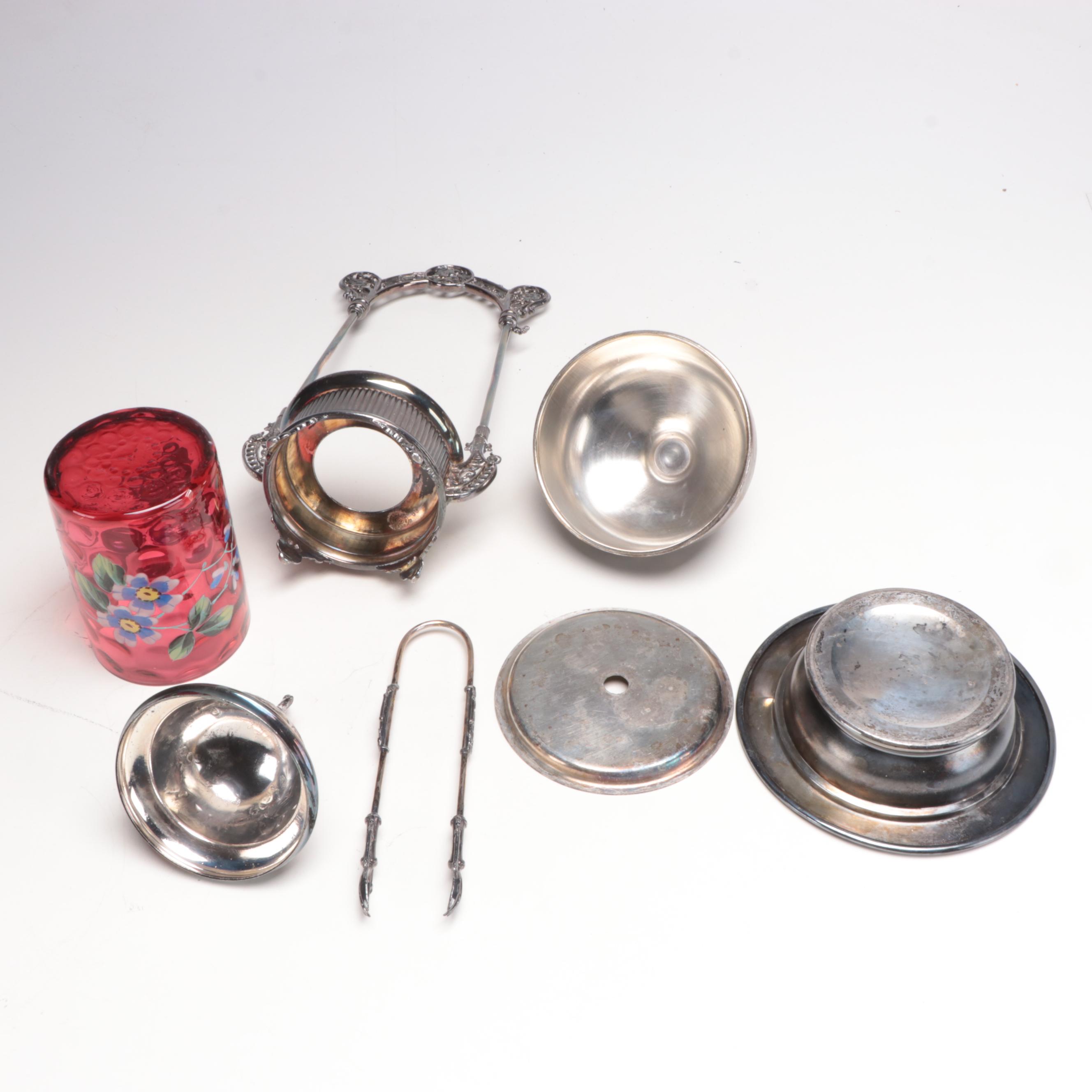 E.G. Webster & Sons Silver Plate Pickle Castor, and Other Butter Dish