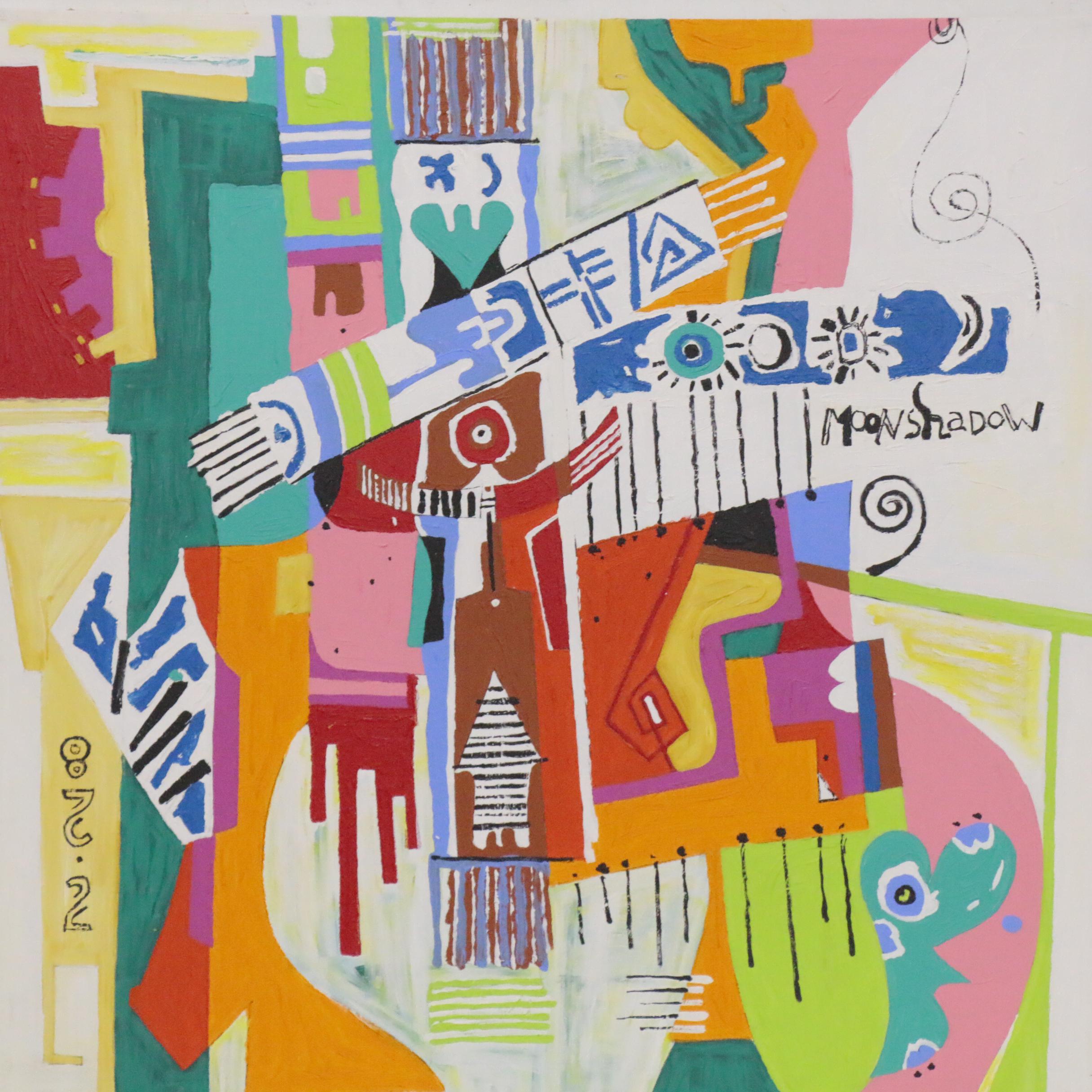 Phyllis Trager Hyman Abstract Oil Painting "Moon Shadow," 2006