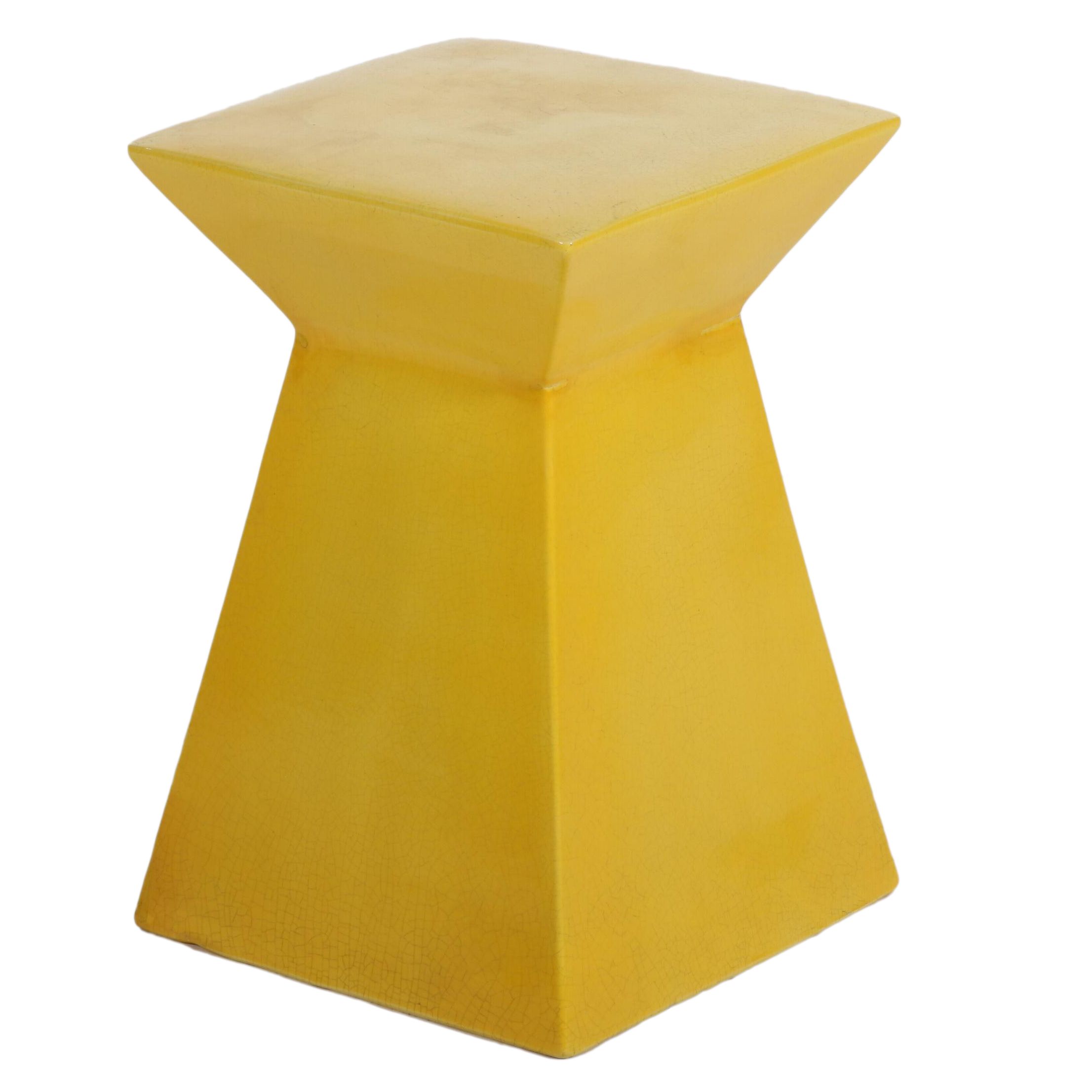 Yellow-Glazed Ceramic Outdoor Garden Stool