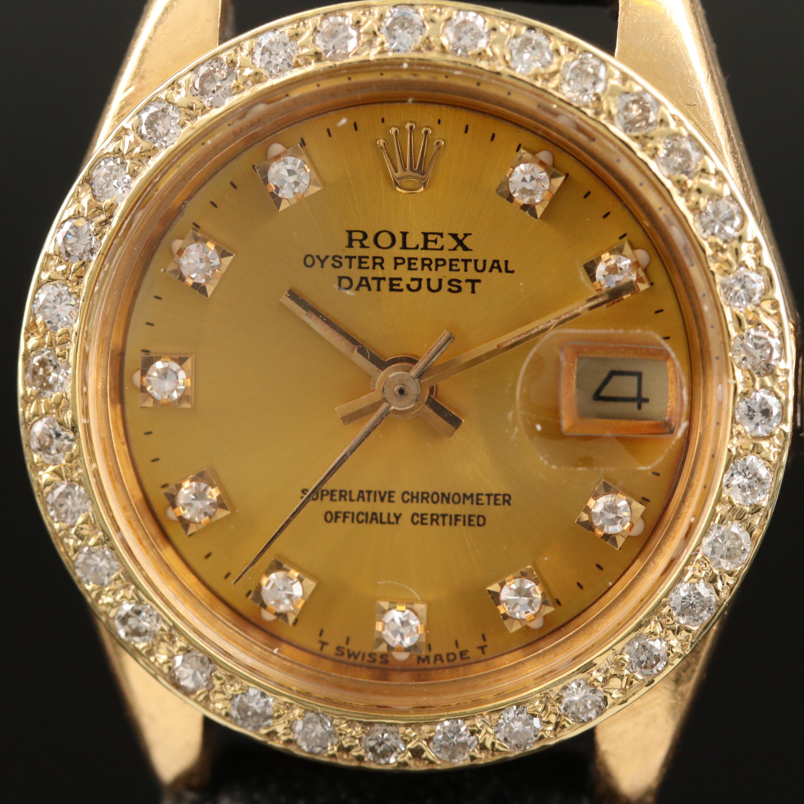 1979 Rolex Datejust 18K Gold and Diamond Automatic Watch