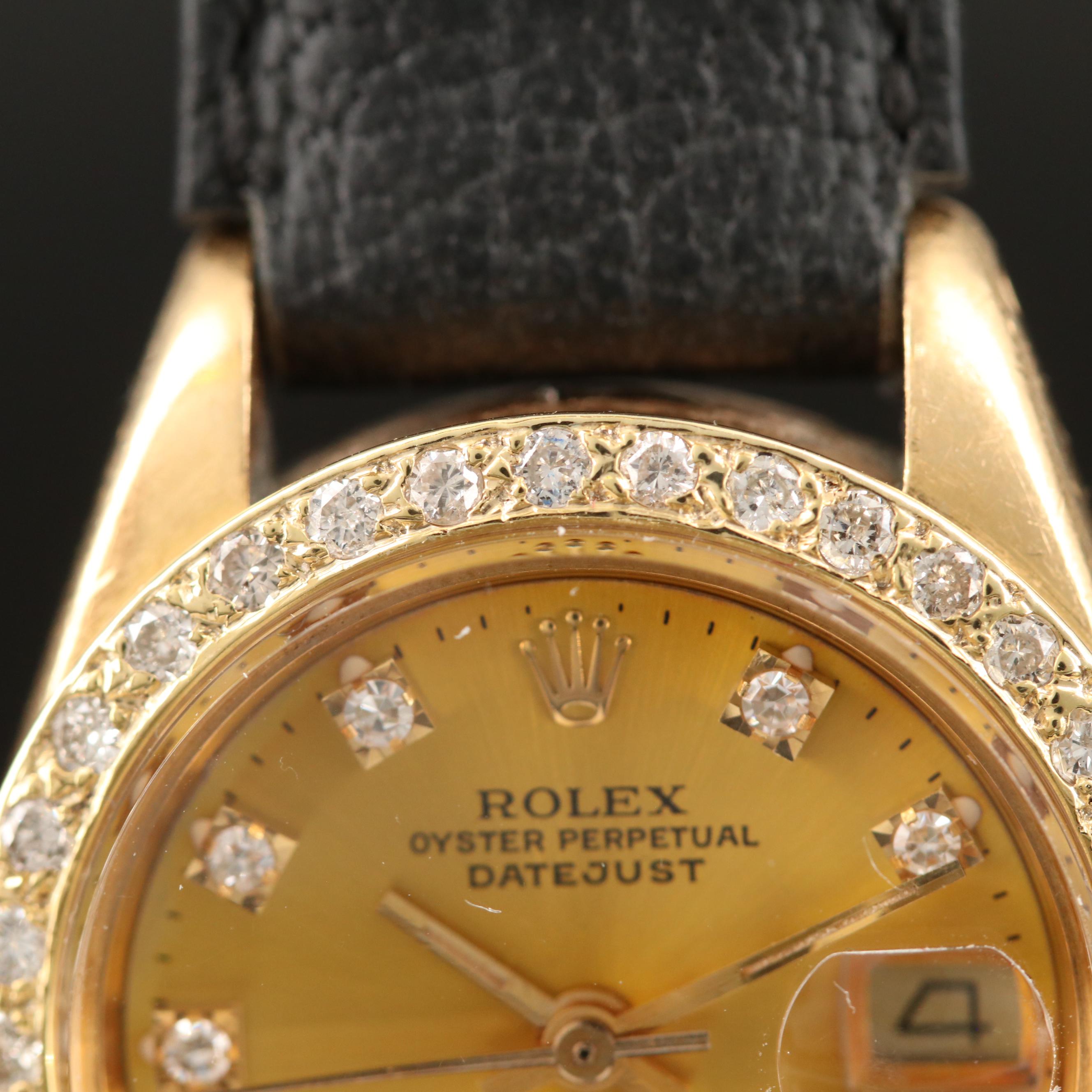 1979 Rolex Datejust 18K Gold and Diamond Automatic Watch