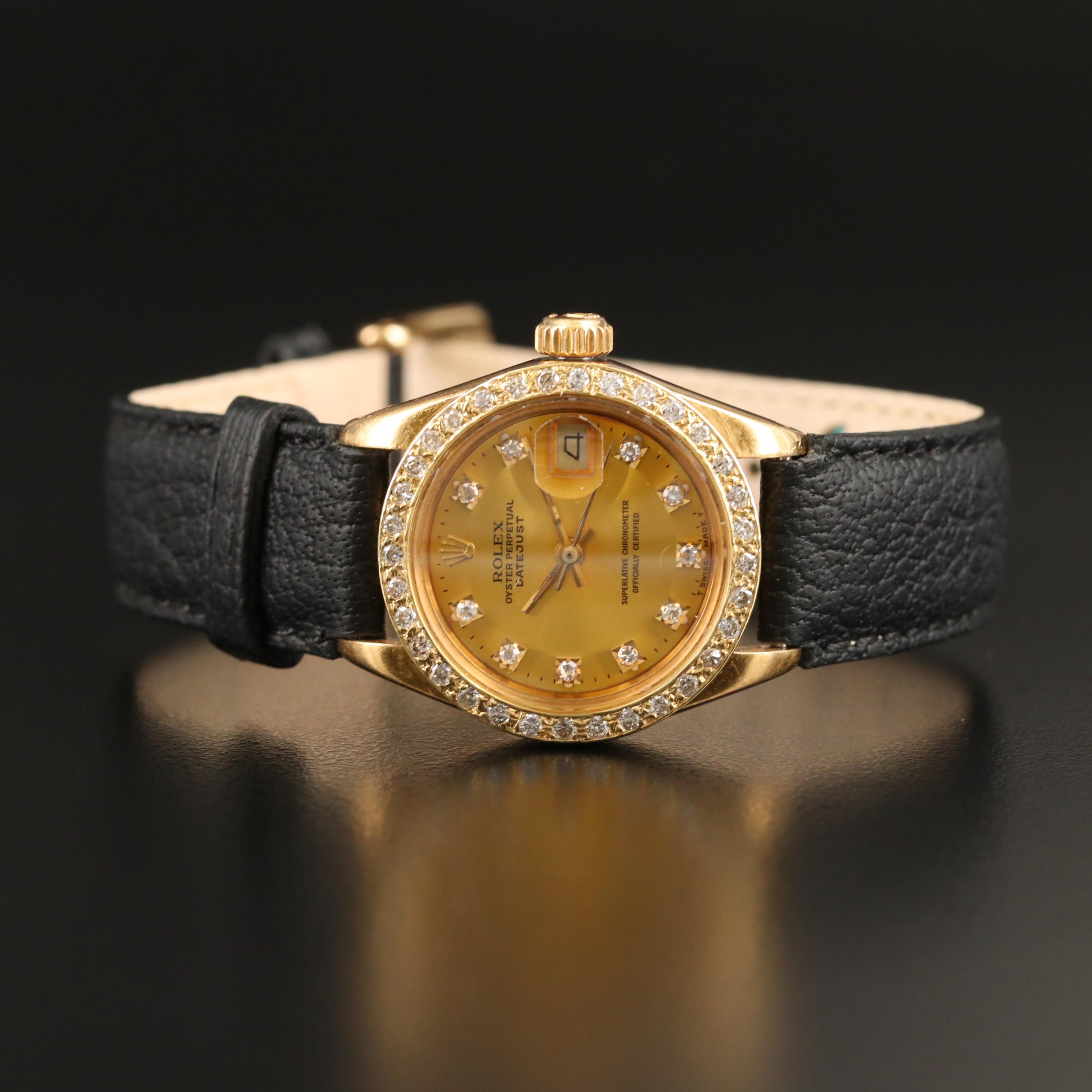 1979 Rolex Datejust 18K Gold and Diamond Automatic Watch