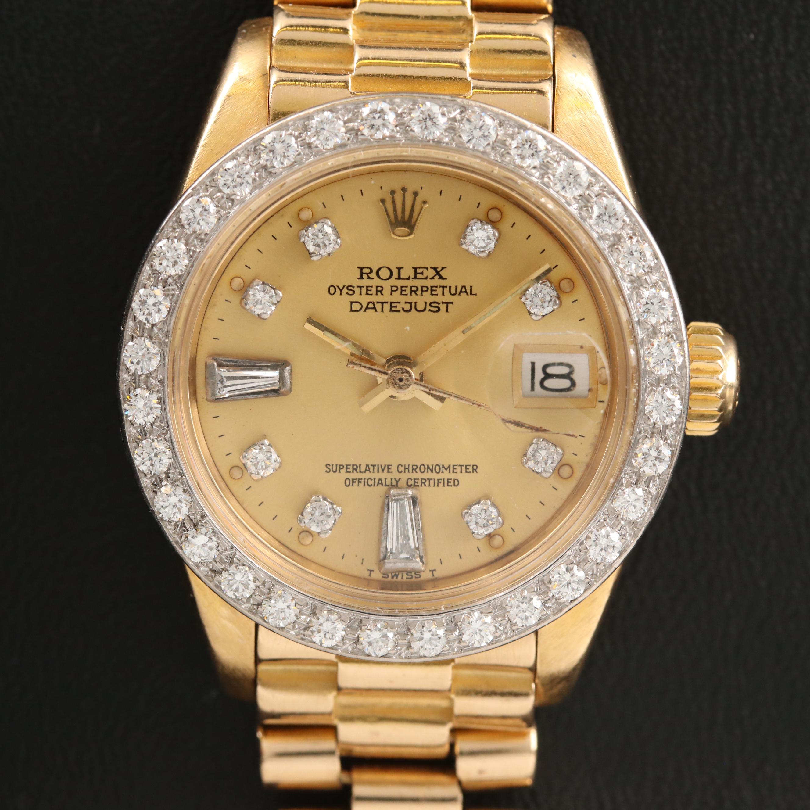 1978 Rolex Datejust 18K Gold and Diamond Automatic Watch
