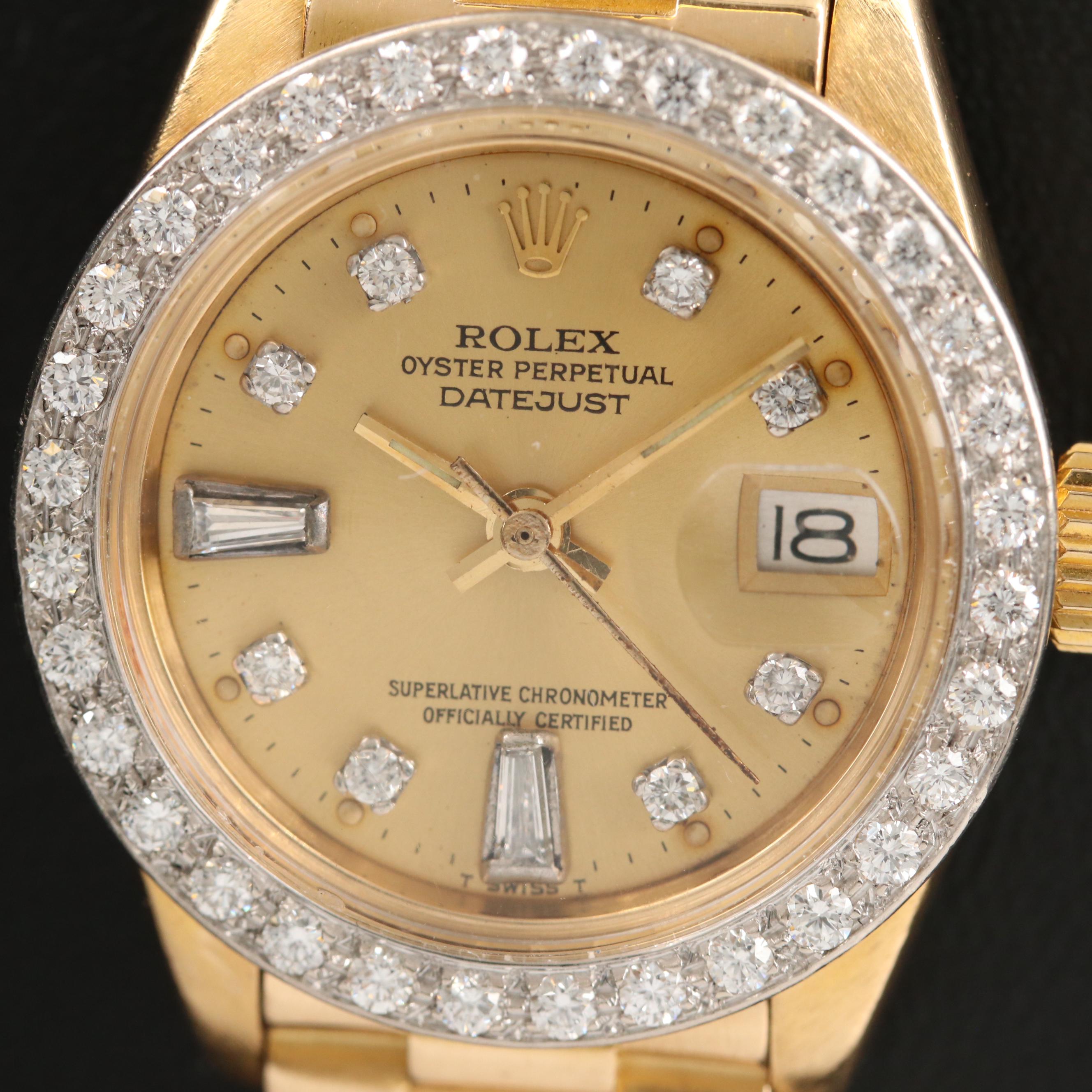 1978 Rolex Datejust 18K Gold and Diamond Automatic Watch