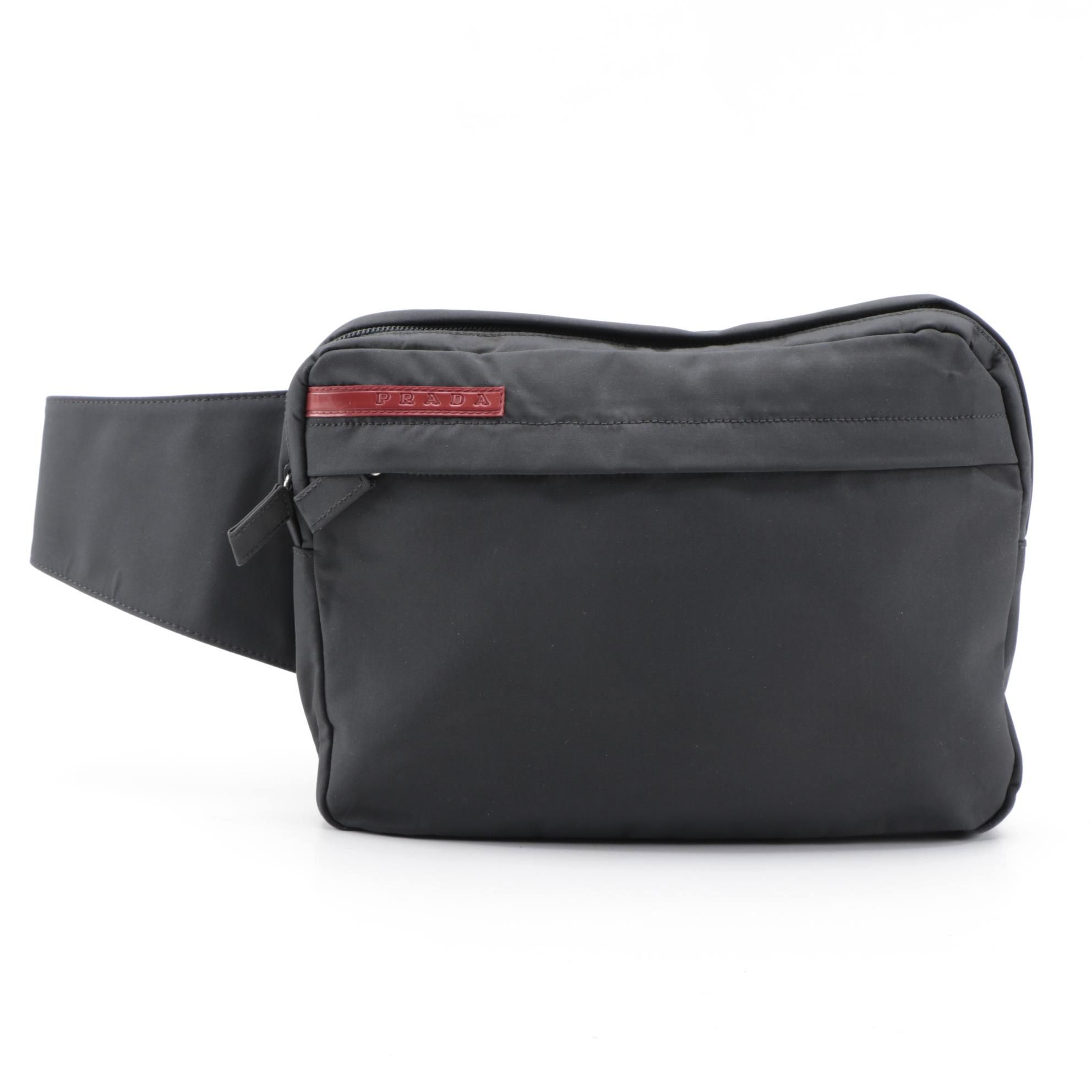 Prada Sport Grey Nylon Zipper Belt Bag