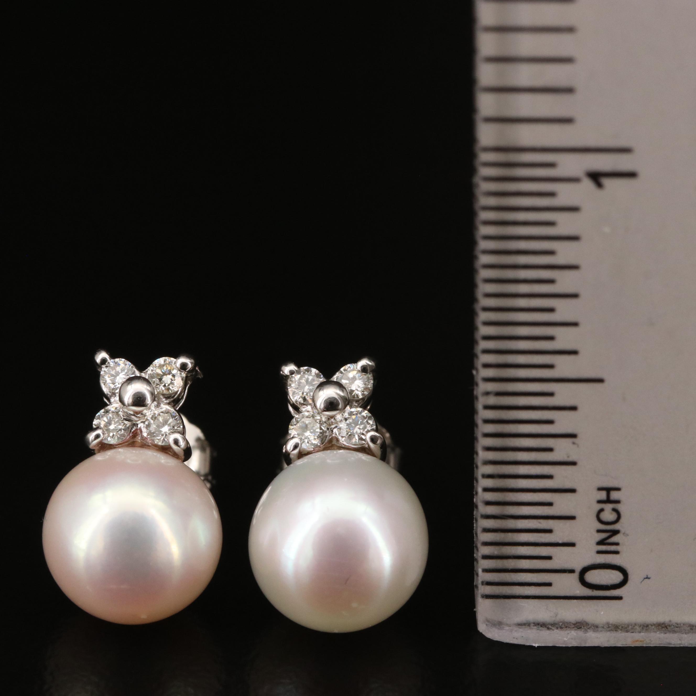 EFFY 14K Pearl and Diamond Stud Earrings
