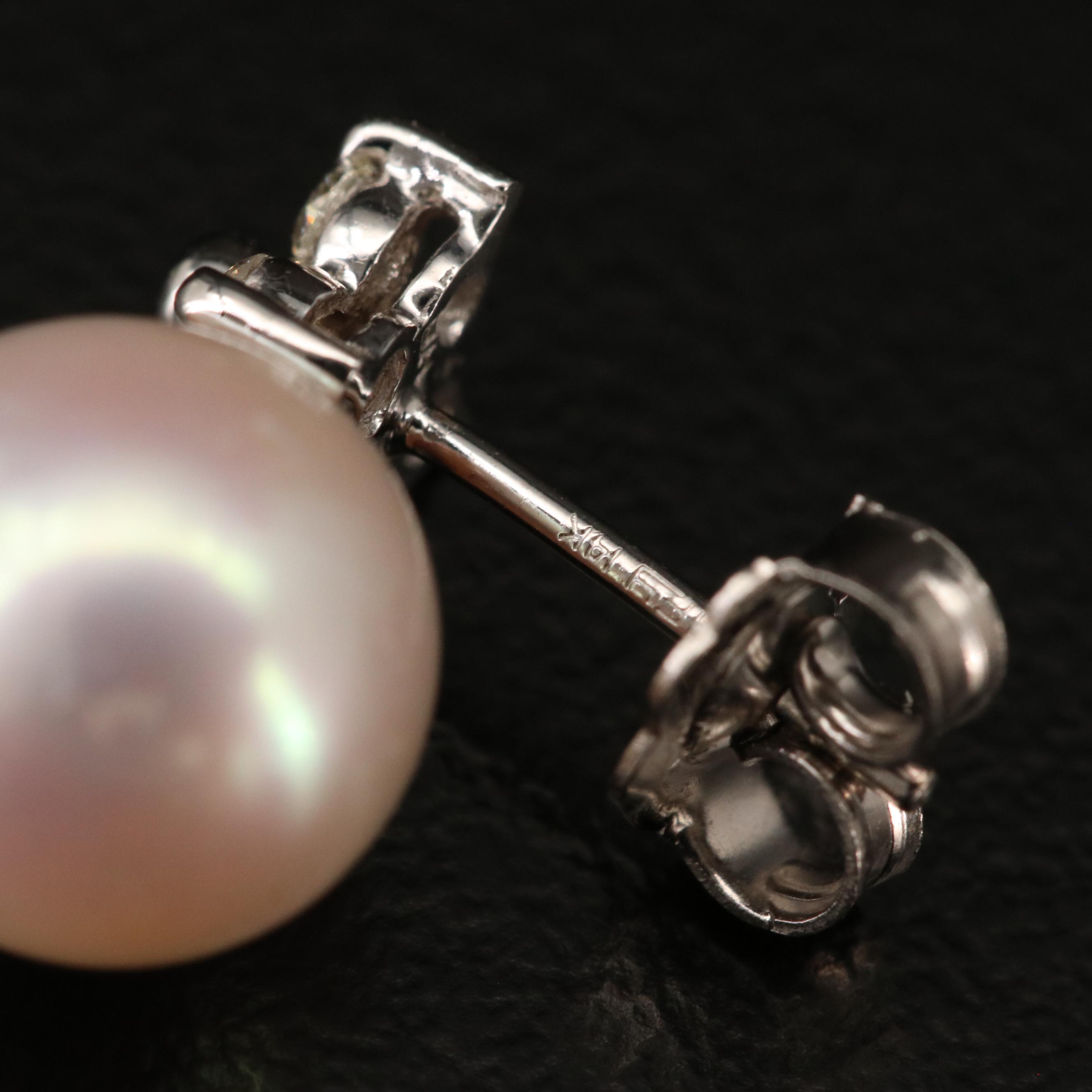 EFFY 14K Pearl and Diamond Stud Earrings
