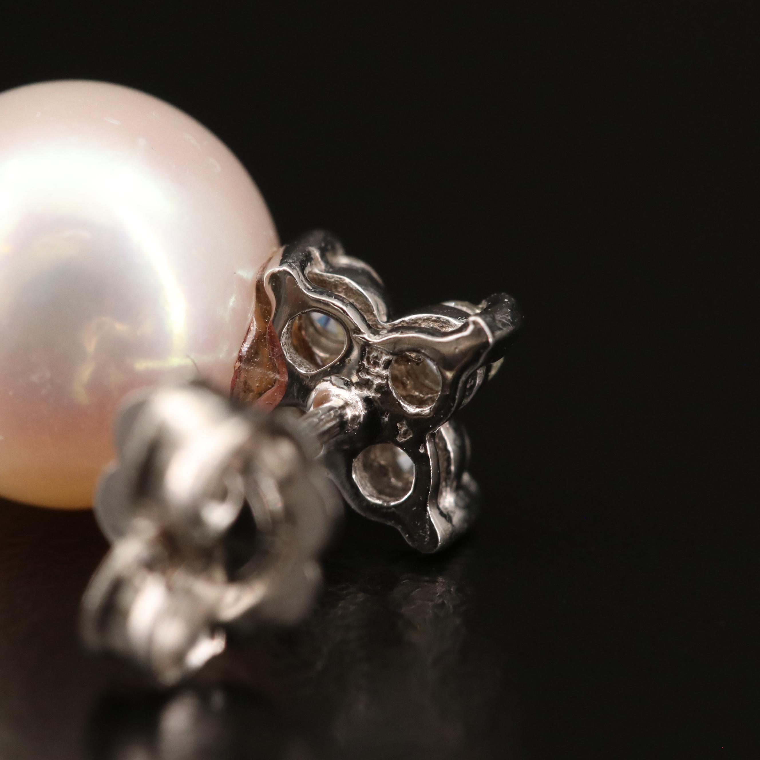 EFFY 14K Pearl and Diamond Stud Earrings