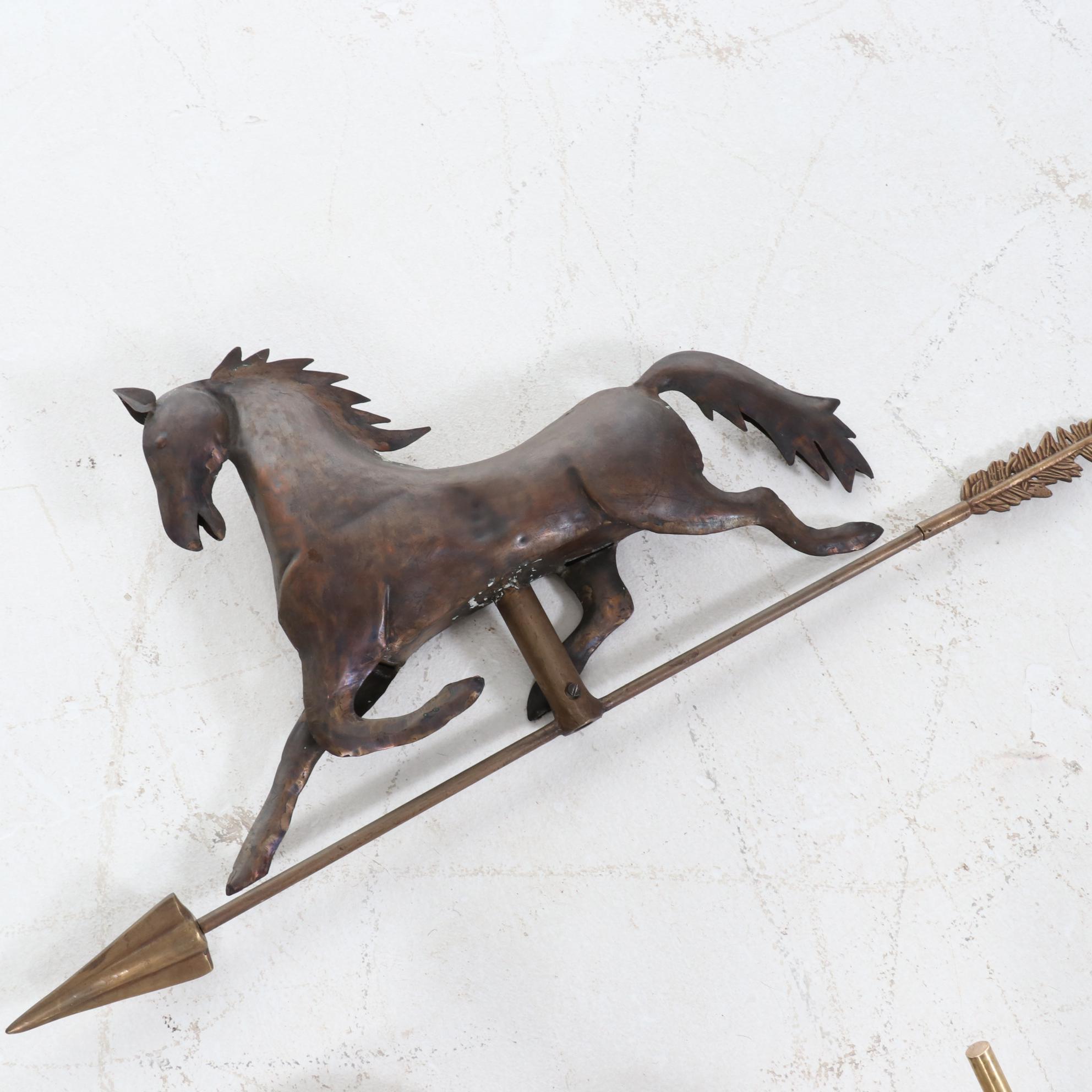 Bronze and Brass Trotting Horse Weathervane