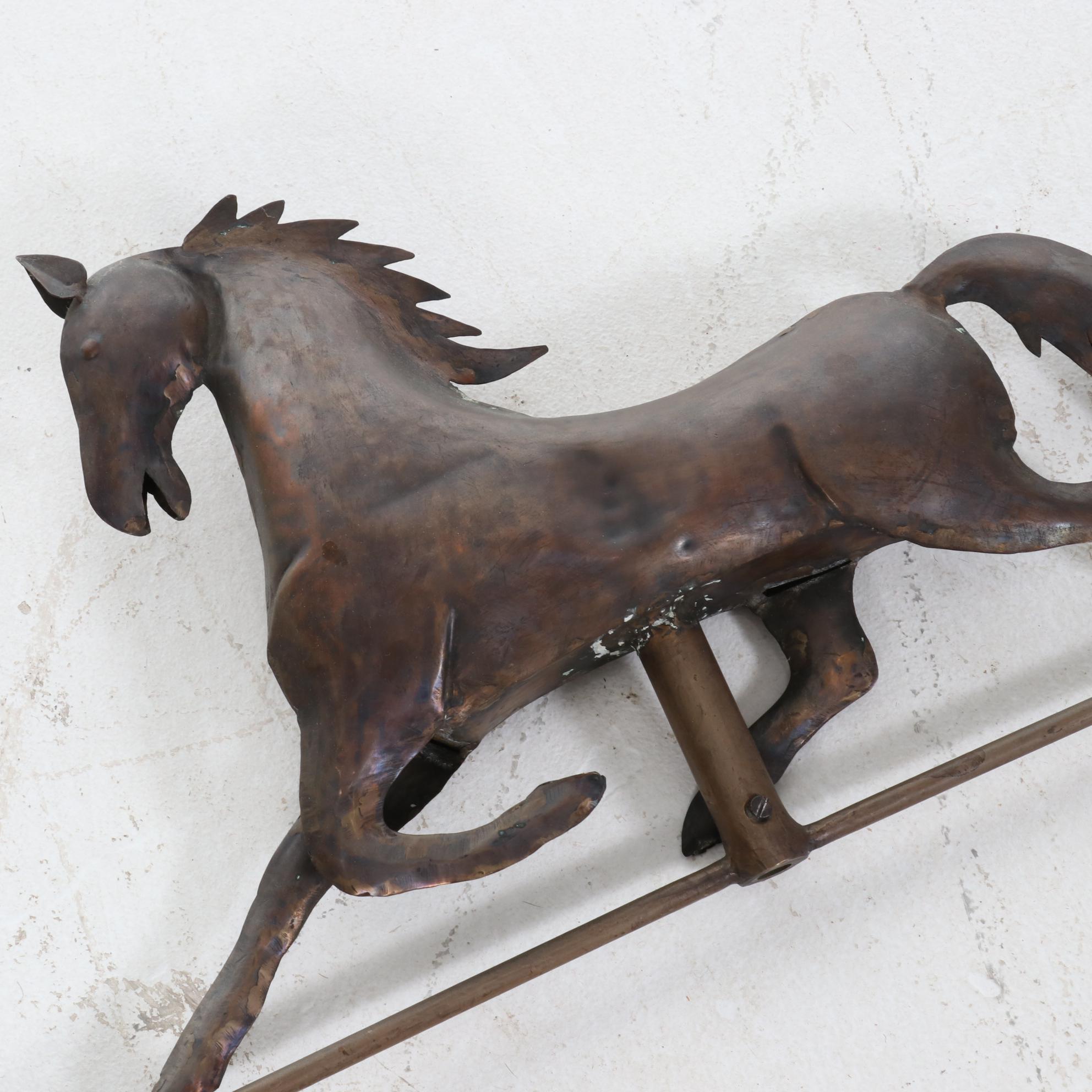 Bronze and Brass Trotting Horse Weathervane
