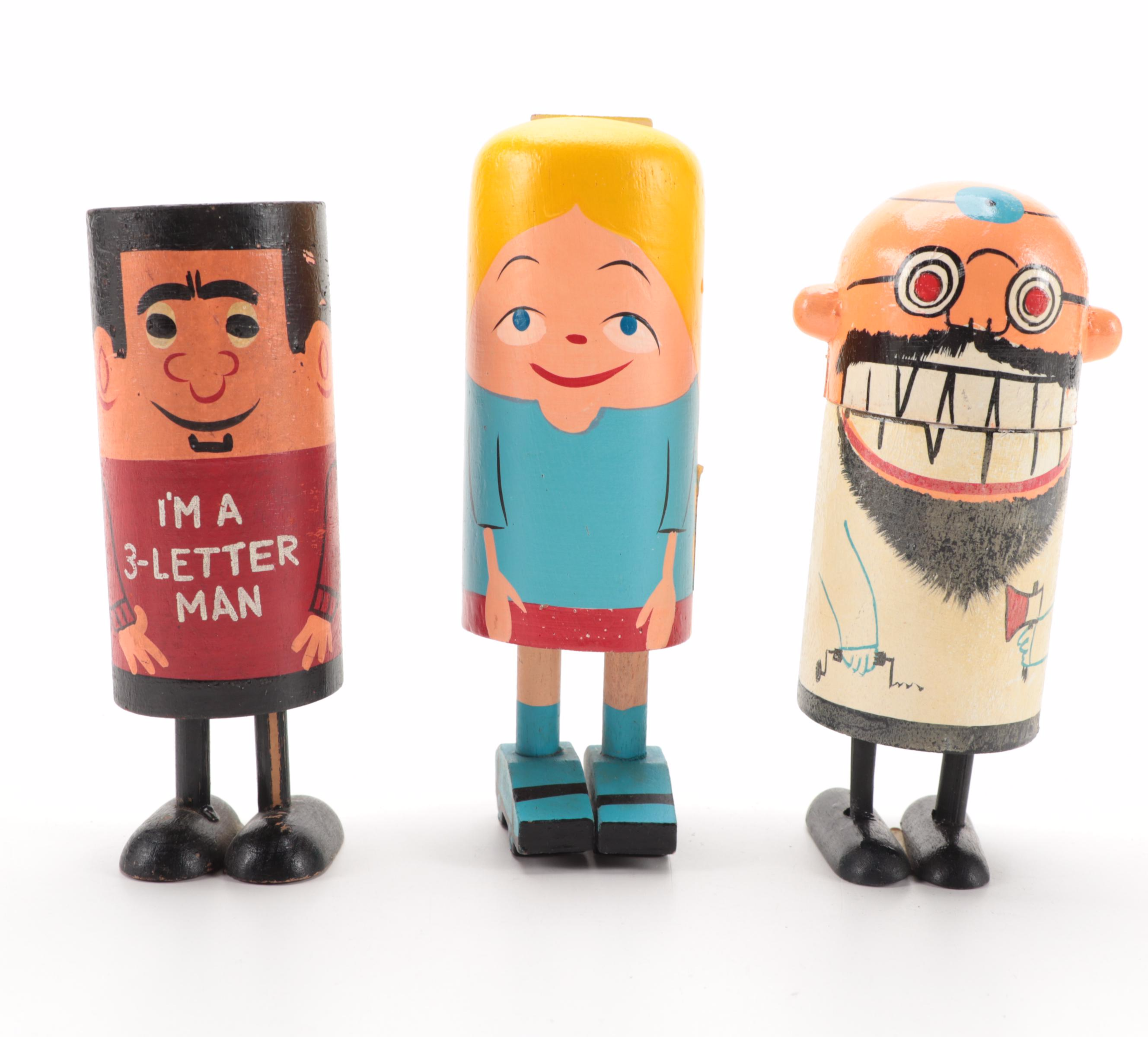 Pride Creations "Popsie" Wooden Figures, circa 1960s