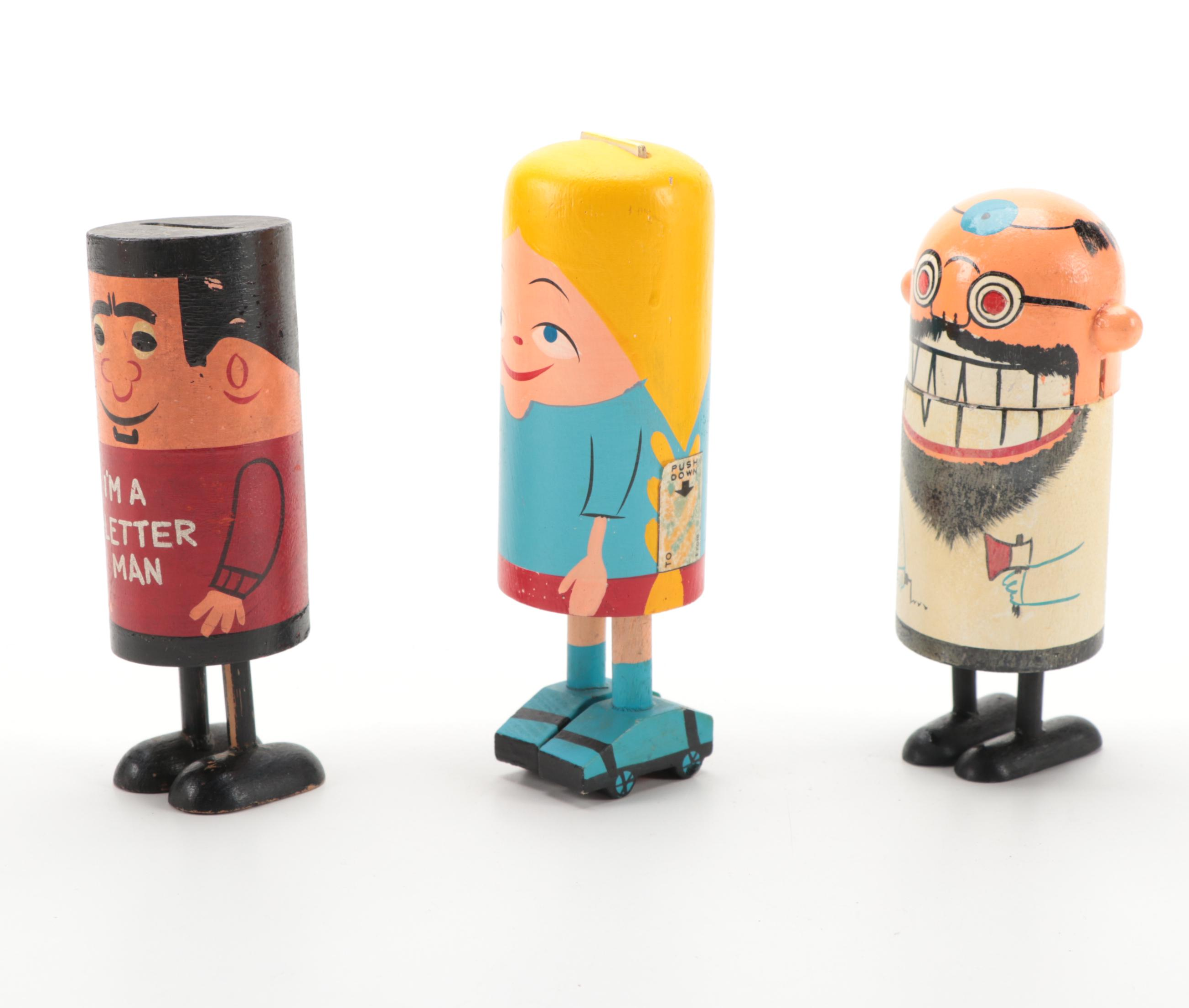 Pride Creations "Popsie" Wooden Figures, circa 1960s