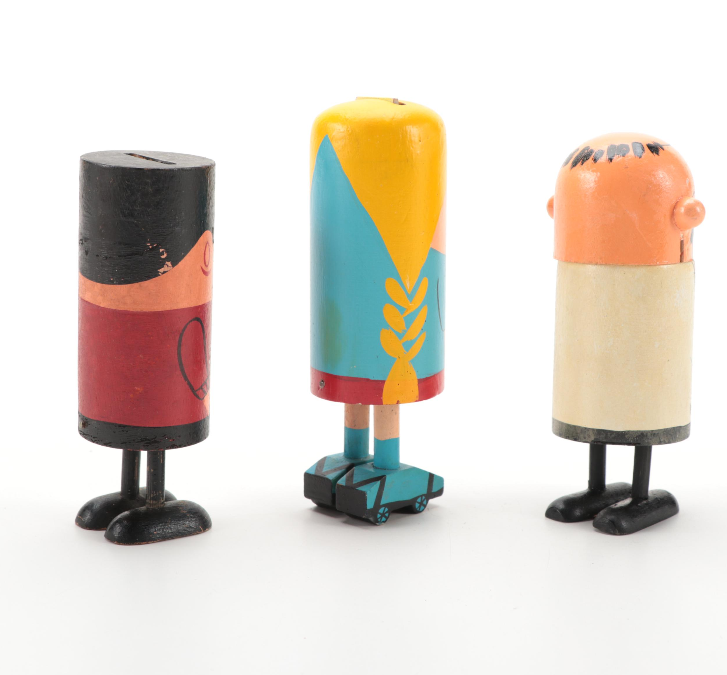 Pride Creations "Popsie" Wooden Figures, circa 1960s